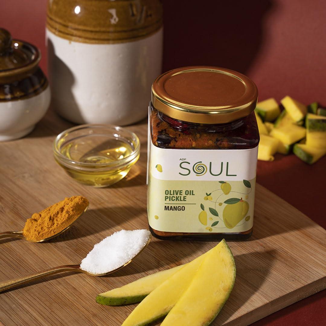 ADF Soul Soul Pickle In Olive Oil Combo Pack of 3 (Mango Pickle 275 GM + Mixed Pickle 275 Gm + Date and Tamarind Chhutney 325 GM)