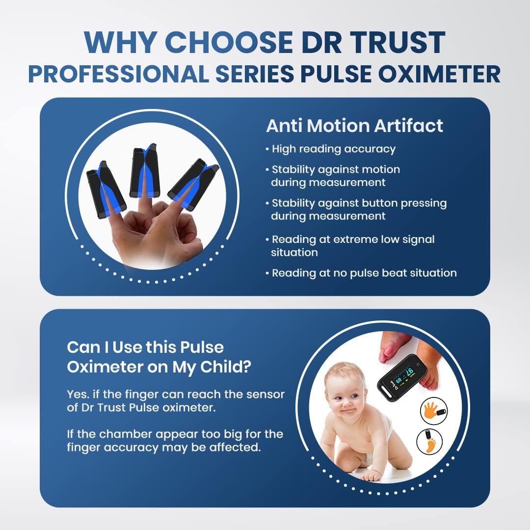 Dr Trust Dr Trust USA Fingertip Blood Oxygen Saturation Monitor -218, SPO2, PI & Heart Rate Pulse Oximeter with OLED Display For Pulse Oximetery