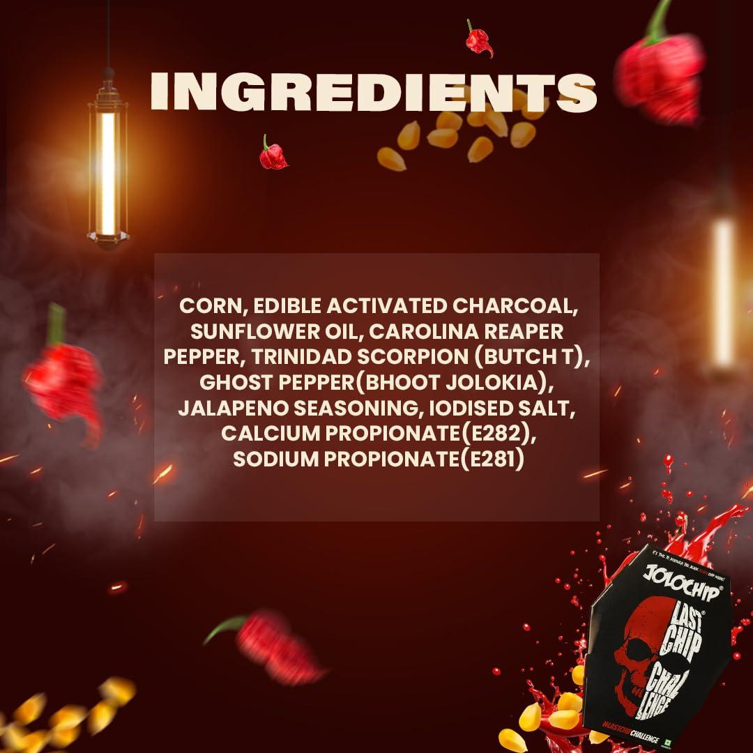 JOLOCHIP Jolochip Last-Chip-Challenge (Pack of 4) | Extreme Spicy Tortilla Chip | Hottest Chip in the World | Ultimate Hot Snack | 5gram * 4