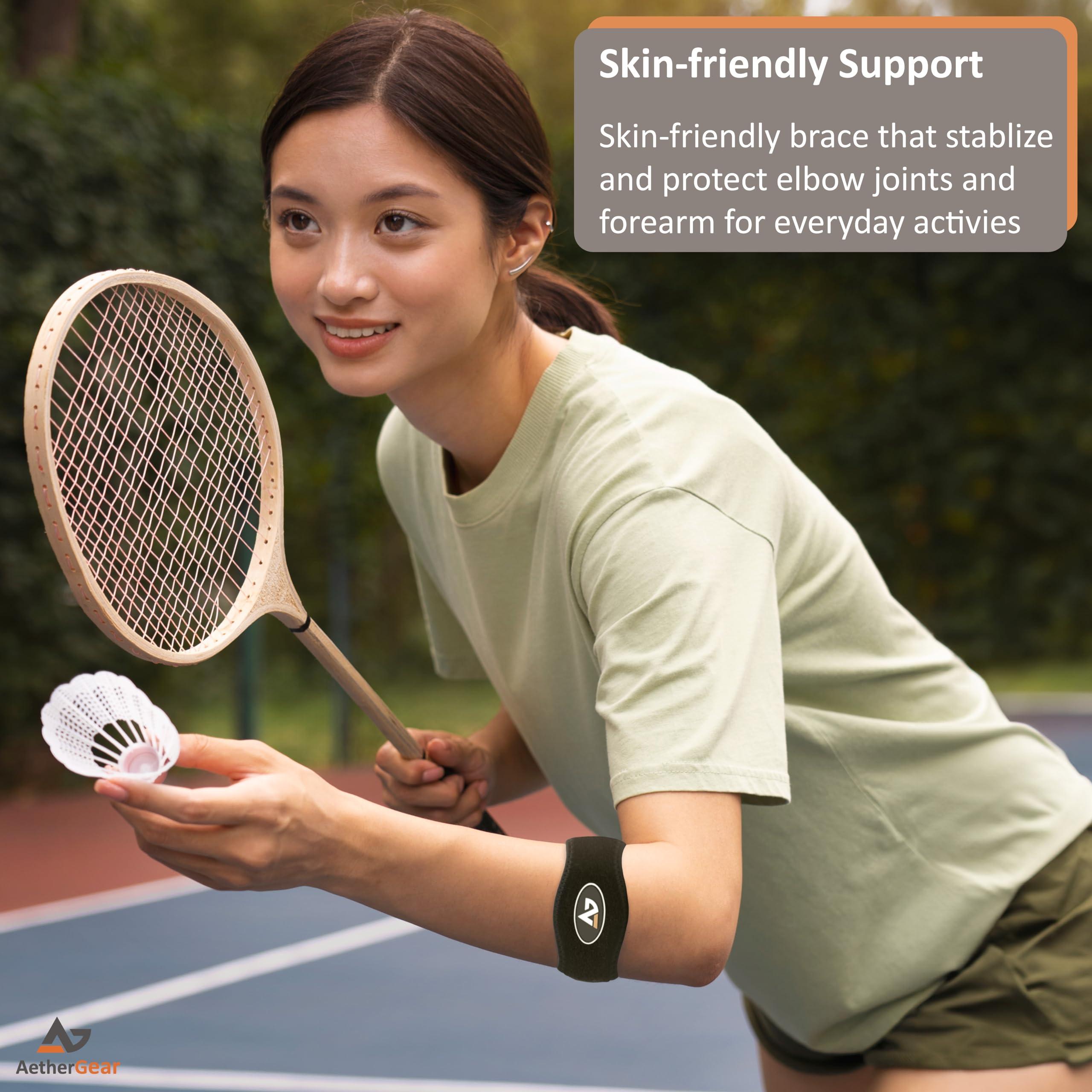 AetherGear AetherGear Tennis Elbow Brace for Tendonitis, Forearm Brace Support Band with Compression Pad and Elbow Strap Wrap for Golfers and Tennis Elbow and Bursitis Elbow Brace for Women and Men