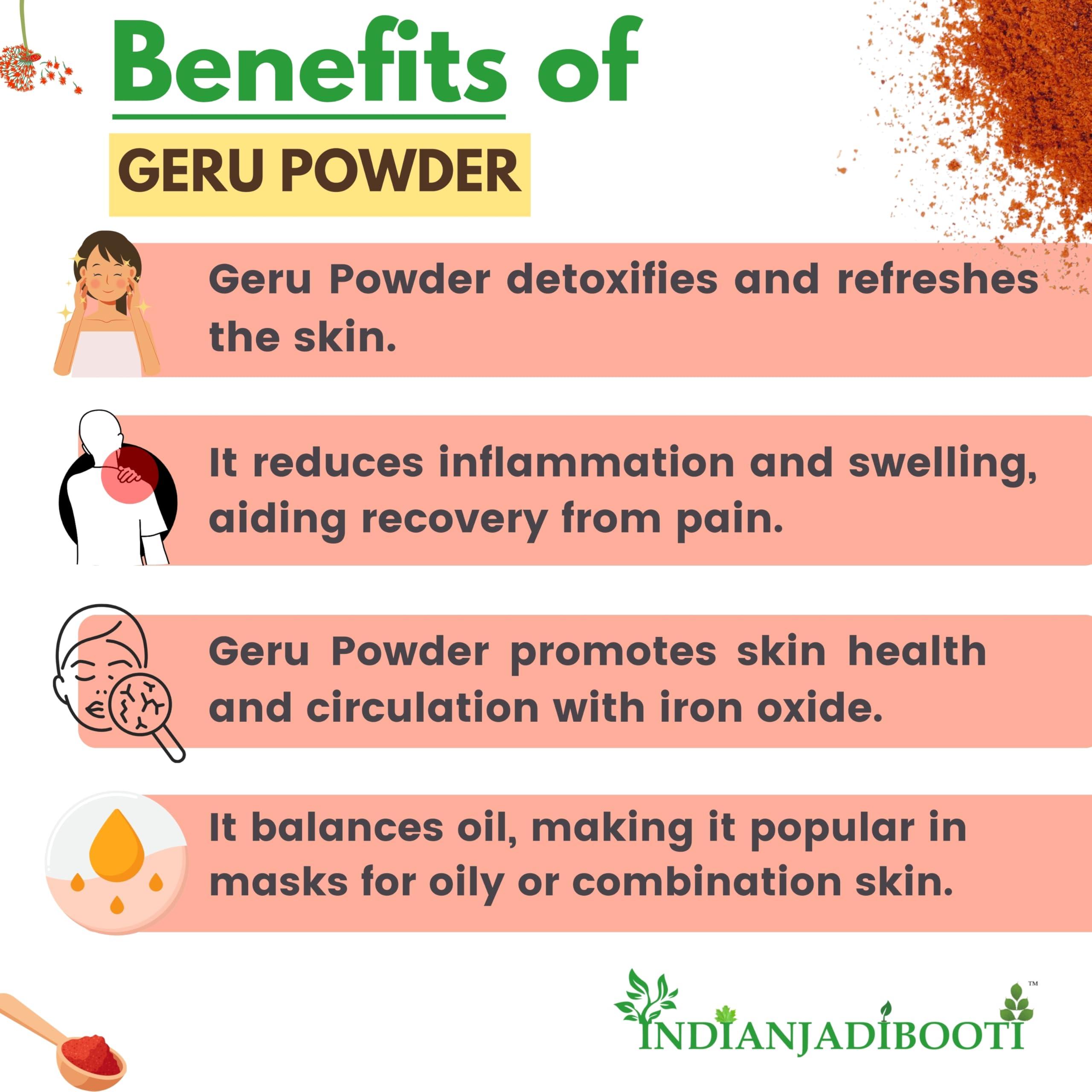 IndianJadiBooti IndianJadiBooti Geru Powder - Red Ochre Powder, 100 Grams