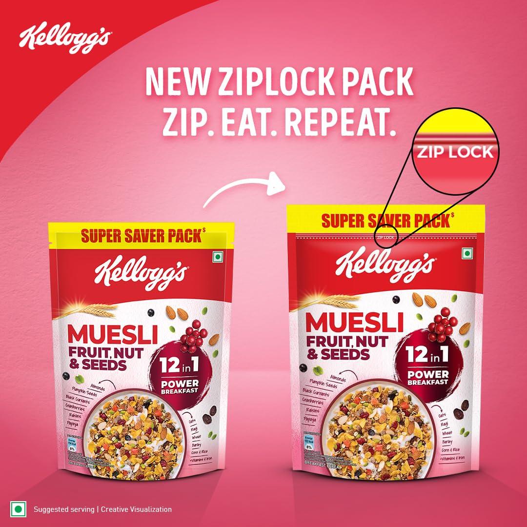 Kellogg's Kellogg's Multigrain Muesli & Granola Promo Pack | Kellogg's Granola Almonds & Cranberries 140g with Kellogg's Muesli 21% Fruits, Nuts & Seeds 750g | Goodness of Cranberries | Source of Fibre