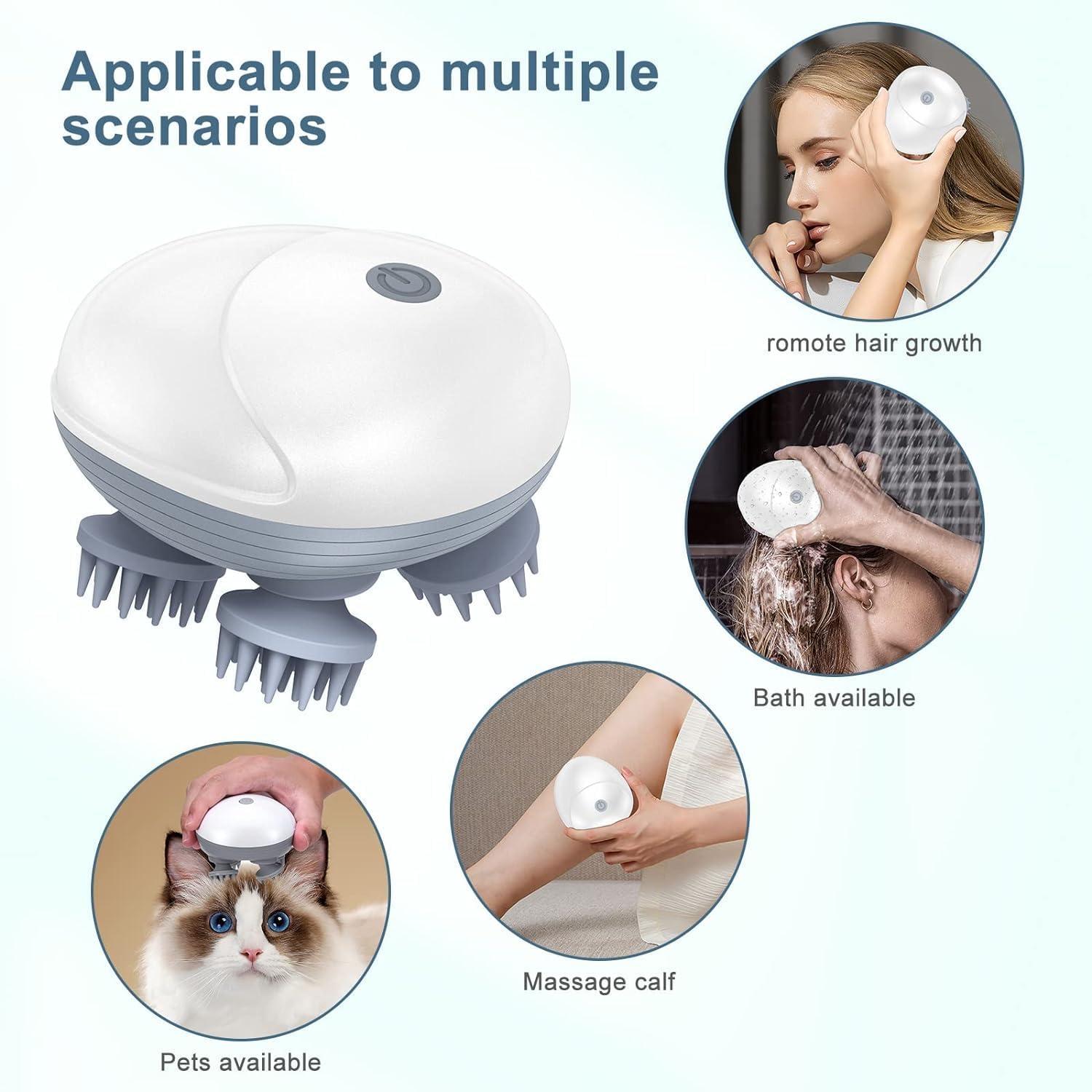 Generic Electric Scalp Massager, Head Massager Scalp with 4 Removable Massage Claws, Rechargeable Waterproof Massage Scalp for Full-Body Massage, Deep Clean and Stress Relax (Multi color)