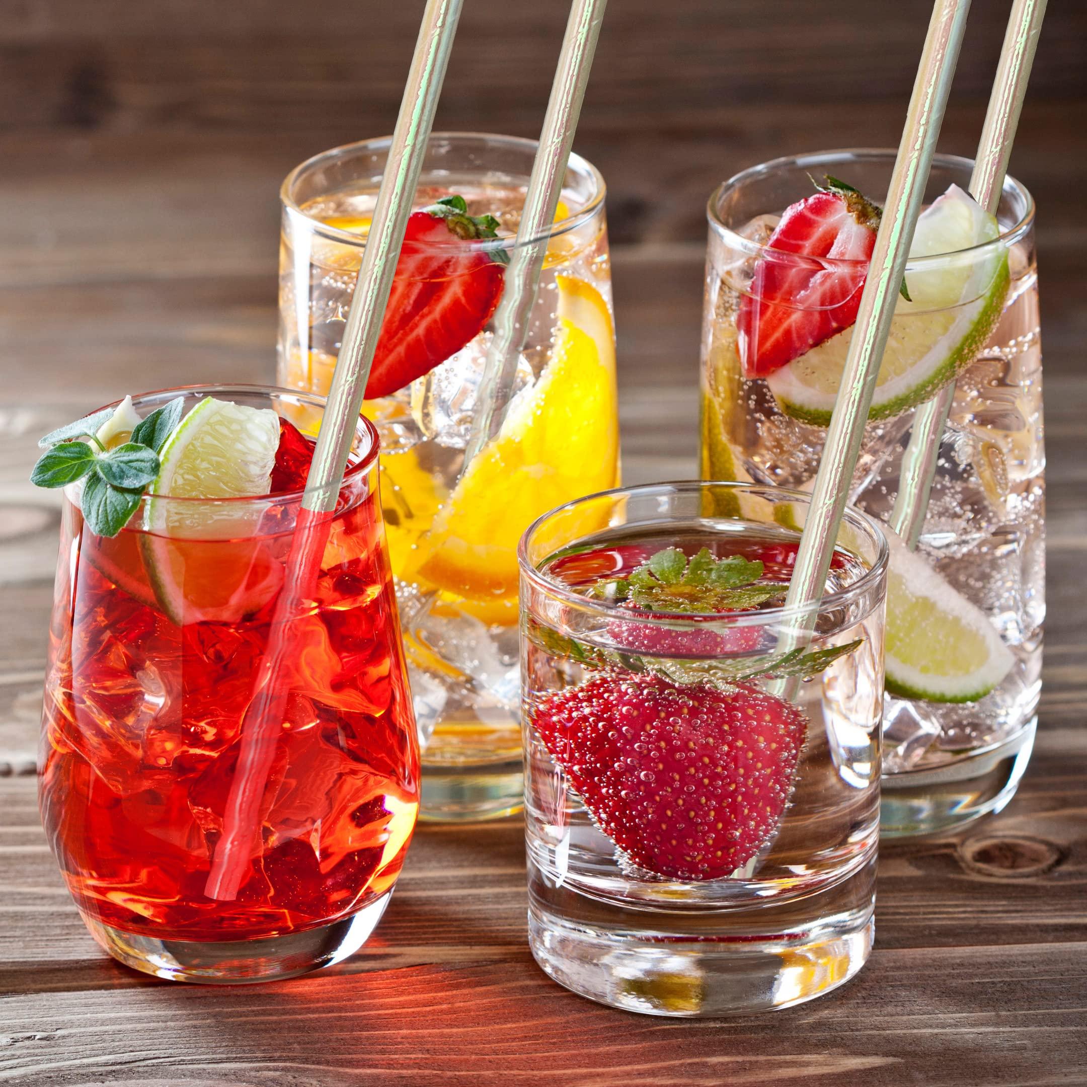 Naturalik Naturalik 100-Pack Extra Durable White Iridescent Paper Straws Biodegradable- Eco-Friendly Paper Straws- Drinking Straws Party supplies, 7.7\" (White Iridescent, 100ct)