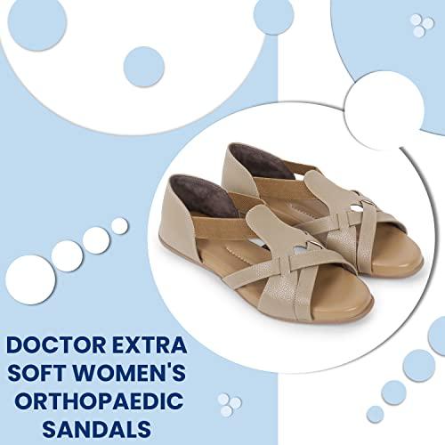 DOCTOR EXTRA SOFT DOCTOR EXTRA SOFT Women\'s Sandals Ortho Care Orthopaedic Diabetic Daily Use Dr Sole Footwear Casual Stylish Chappals Slippers for Ladies & Girl\'s 537 (Beigee, numeric_4)