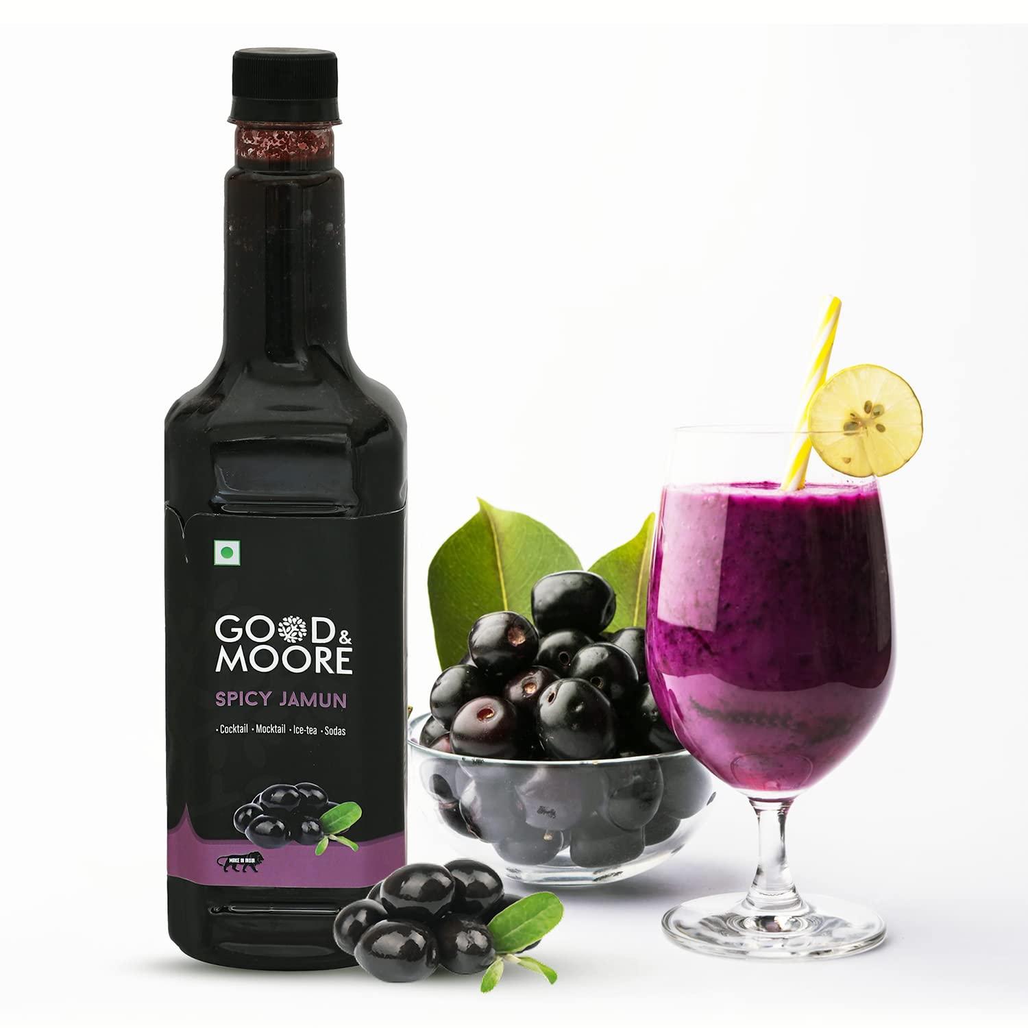 GOOD+MOORE GOOD&MOORE Combo of 2 | Blue Island, Spicy Jamun | For Cocktail, Mocktail, Sodas, Ice-teas and more | Concentrated Syrup | Premium Syrup | (750ml x 2)