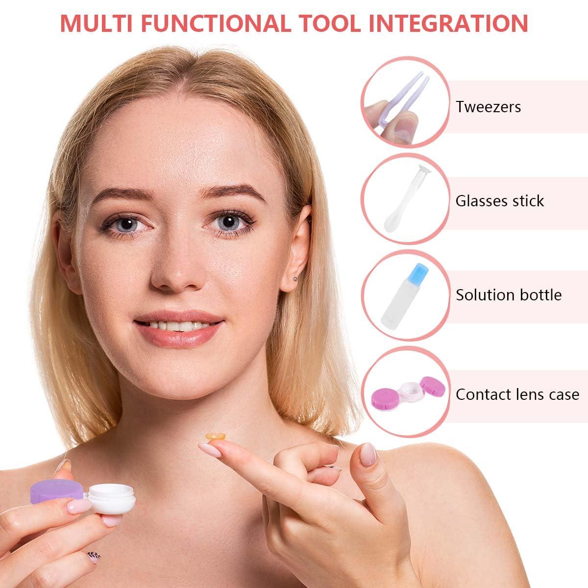 KISEER KISEER 6 Pack Colorful Contact Lens Case Travel Kit Contact Box Holder Soak Storage Container with Mirror Bottle Tweezers Stick Remover Tool