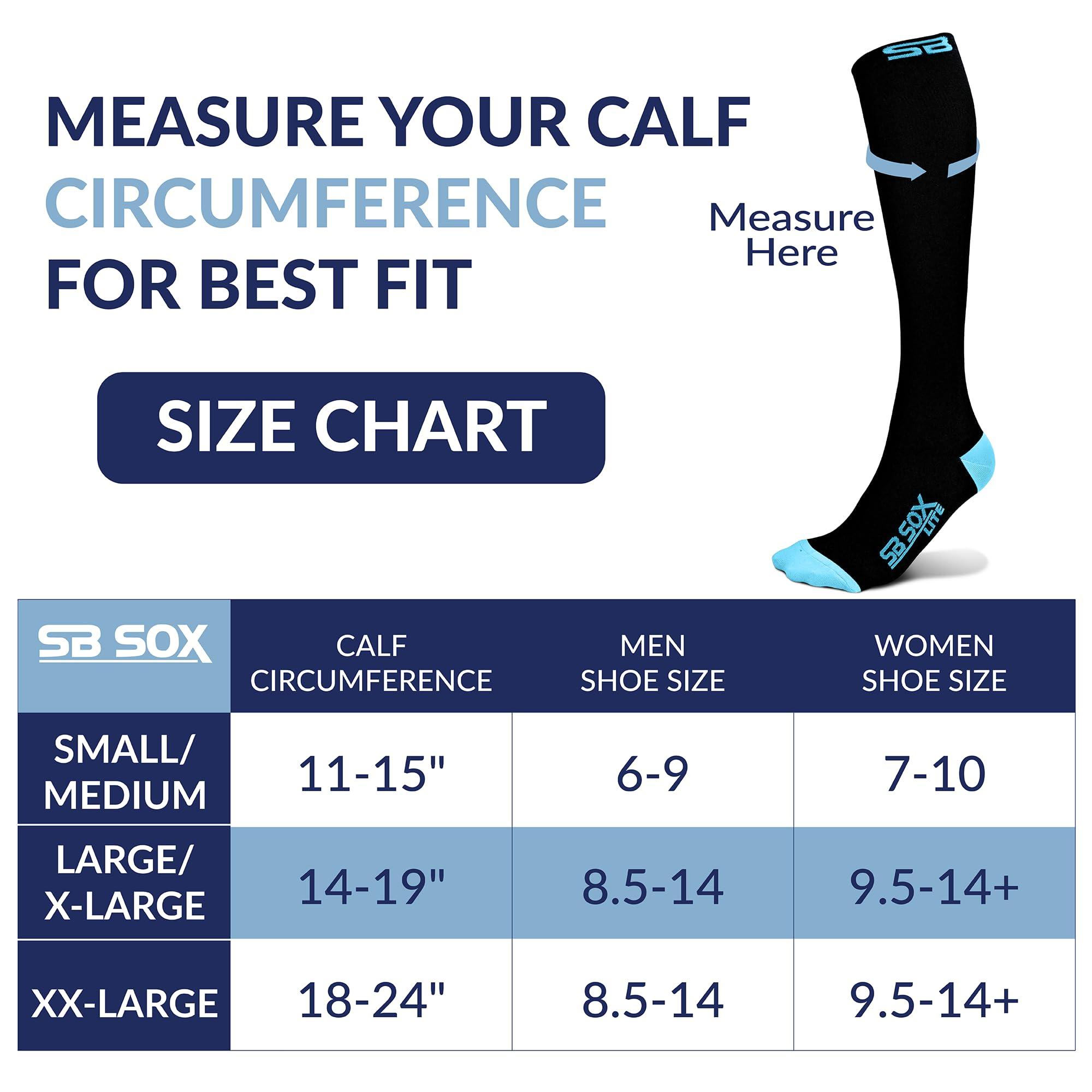 SB SOX SB SOX Lite Compression Socks (15-20mmHg) for Men & Women - Best Stockings for Running, Medical, Athletic, Edema, Diabetic, Varicose Veins, Travel, Pregnancy, Shin Splints, Nursing. (Black/Blue, S/M)