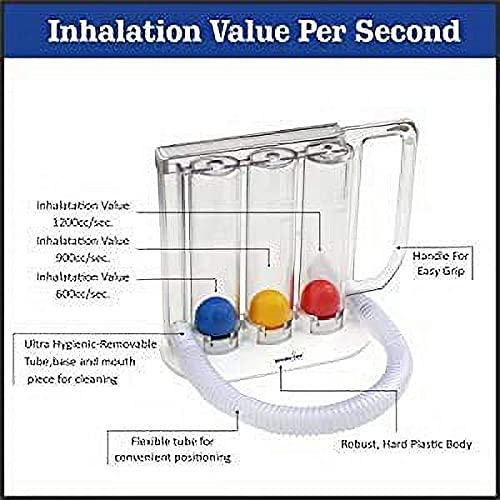 ACS ACS spirometer for Lungs Breathing Exercise | Respiratory Exerciser | 3 Balls Incentive Respirometer With Air Filter and Precise Inhalation Valve | Washable, Hygienic and Detachable