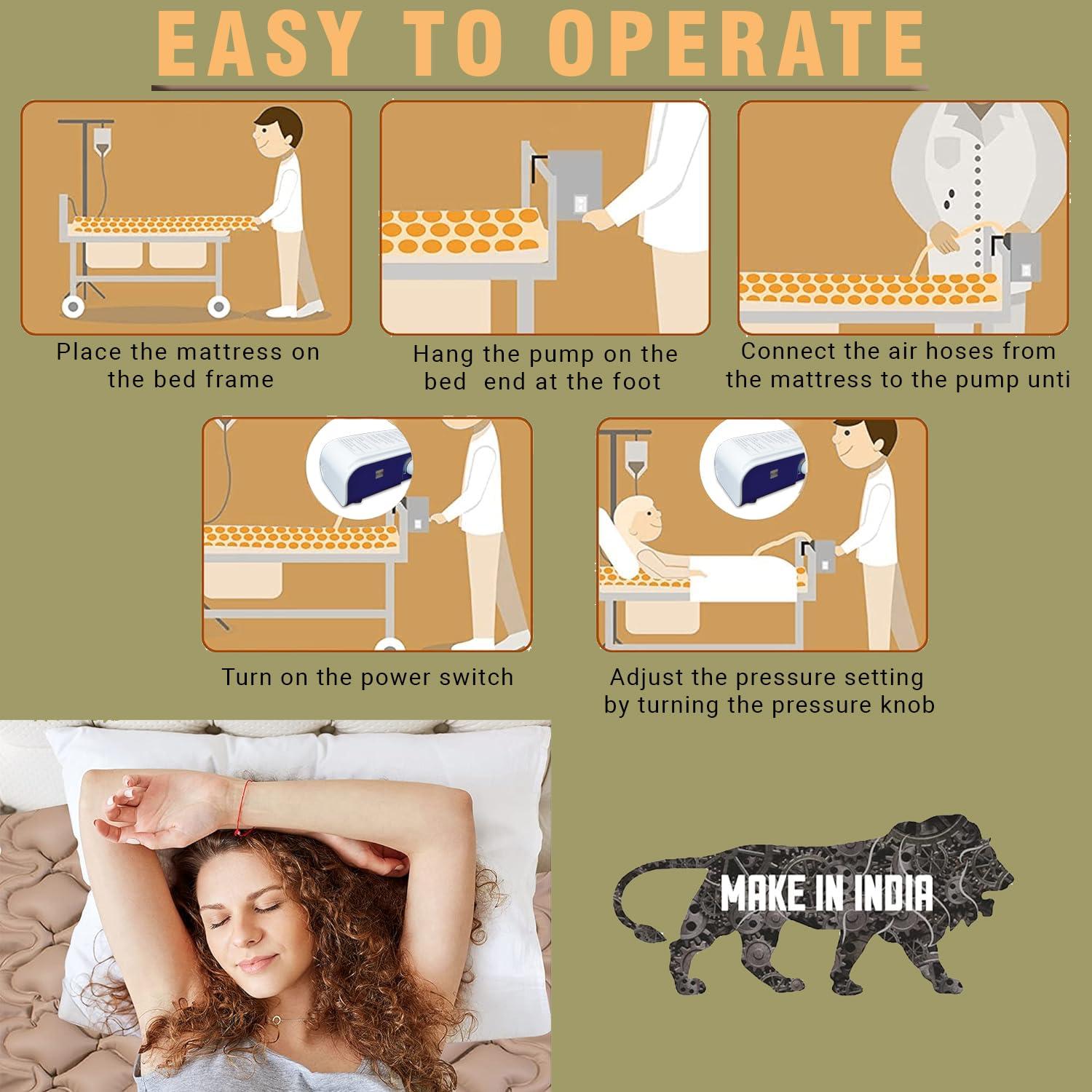 LUXUS Luxus AB-104 Air Bed for Bed Sores in Patients | Anti Bedsore air matteress | Anti Decubitus Airbed | Bubble Air Mattress for Patients Bed Sore with 2 Year Warranty