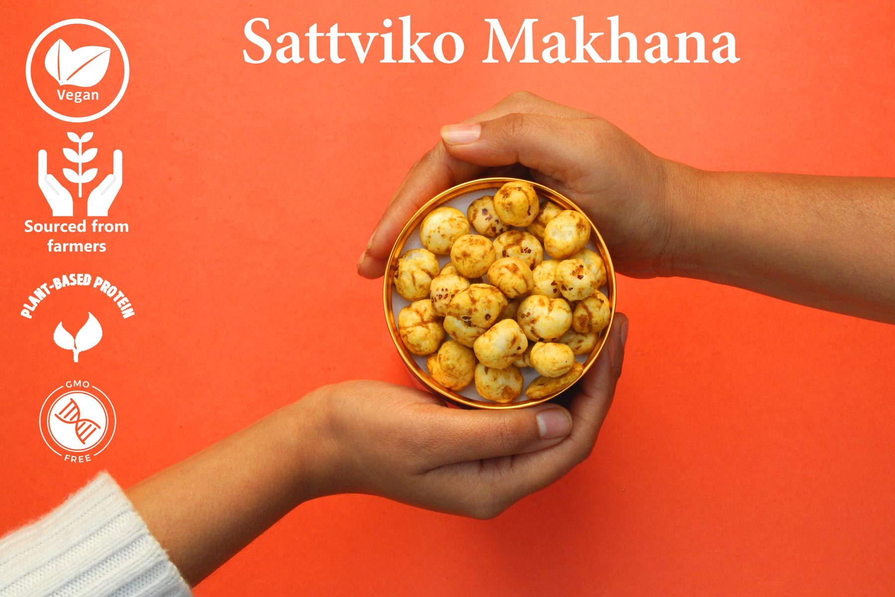Sattviko Sattviko Makhana, Phool Makhana, Makana, Foxnuts, Makhane, Lotus Seeds for Eating, Raw Plain Phool Makhana, Vegan, Gluten Free, Non-GMO, Food yoga (200 gm - Pack of 1)
