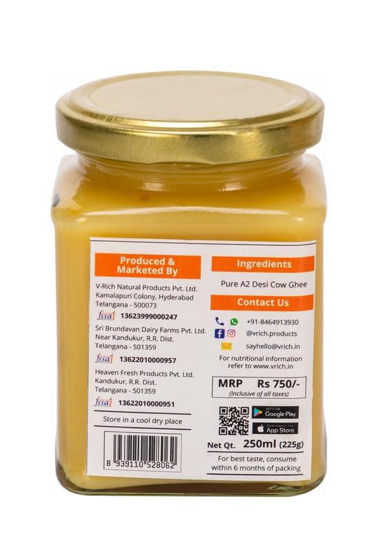 V-Rich A2 Desi Cow Ghee (250ml)
