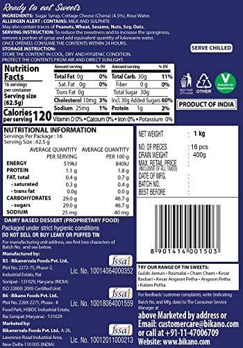 BIKANO Bikano Gulab Jamun, 1000 g, Bikano Rasogolla, 1kg (with 25% Extra)