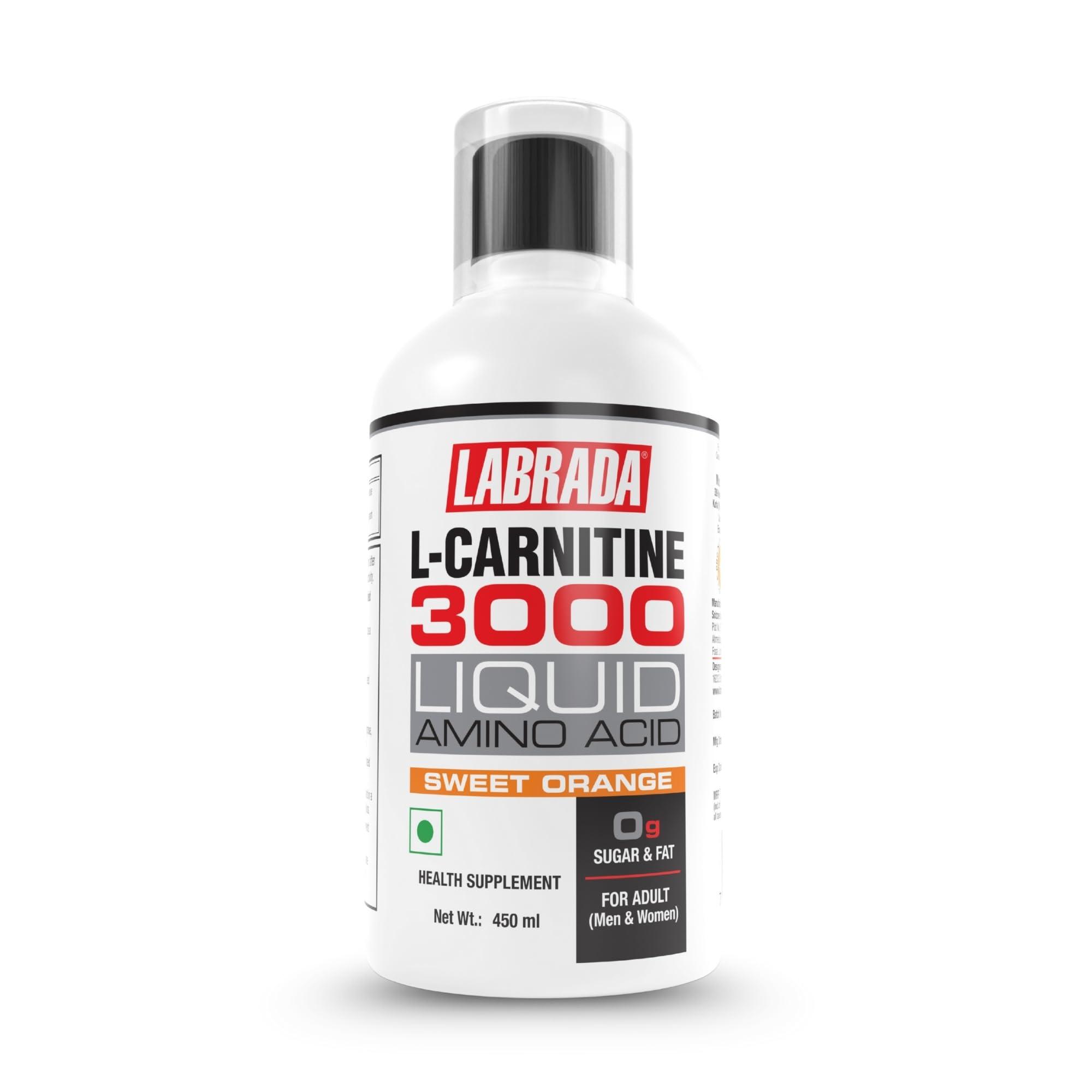 Labrada Labrada L-Carnitine 450ml |3000mg Liquid Amino Acid with 0g Sugar (30 Servings, Sweet Orange)