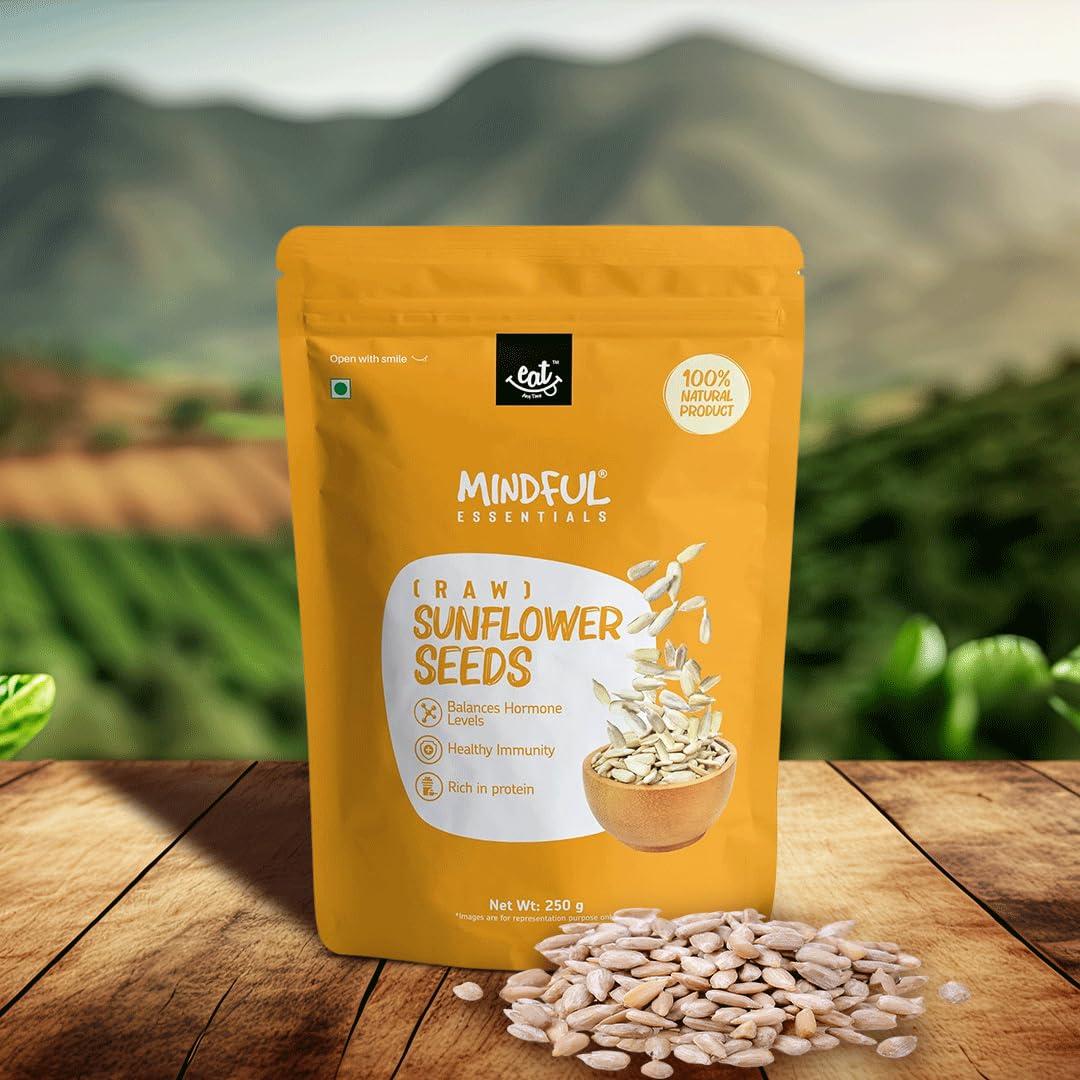 EAT Anytime Eat Anytime Mindful Helathy Raw Sunflower Seeds | High Protein & Fiber | Gluten Free | Healthy Snack For Breakfast & Diet | Rich in Minerals | Raw Sunflower Seeds - 250gm