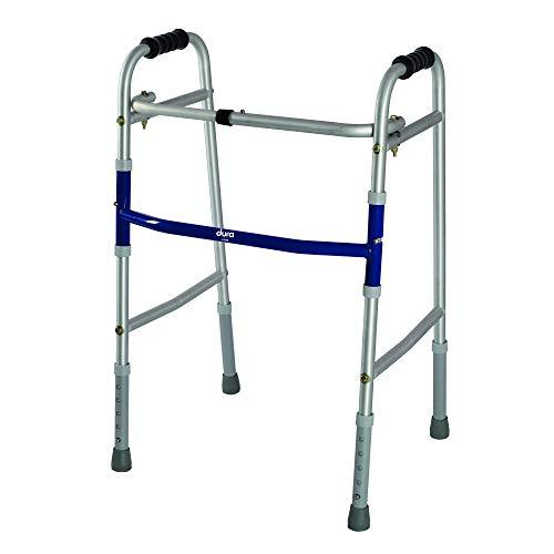 Vissco Vissco Dura Lite, Walker for Elderly and those Physically Challenged, Foldable, Light Weight & Height Adjustable Walking Aid, Made with Premium Grade Rubber Shoes and PVC Grip -Universal (Grey)