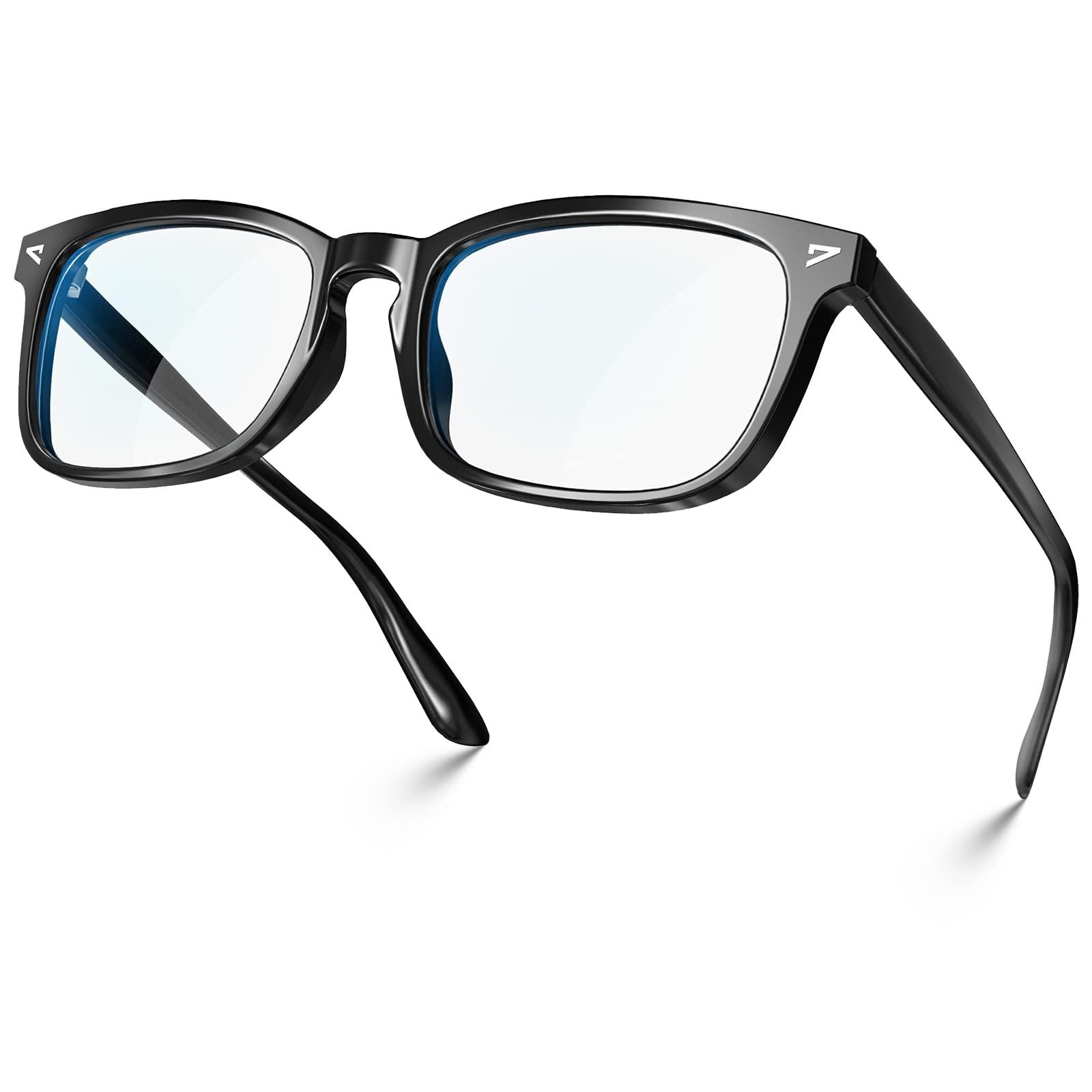 VISOONE Blue Light Blocking Glasses Square with Anti Computer Glare for Gaming Reading Women and Men, Black, Large