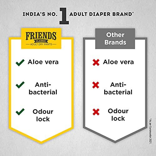 Friends Friends Classic Adult Diapers Pants Style - 20 Count (Large) with odour lock and Anti-Bacterial Absorbent Core- Waist Size 30-56 inch ; 76-142cm