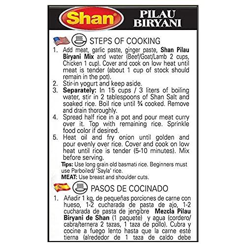 Shans Shans Pilau Biryani Masala 50G EACH (400G Pack of 8 Pieces)