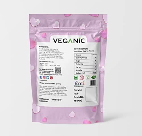 Veganic Veganic Marshmallows Pure Veg 50 Pieces Heart Shape Strawberry Vanilla Flavour Pink White Marshmallow Candy Soft And Tasty Candy Perfect For Kids Adults 100gm