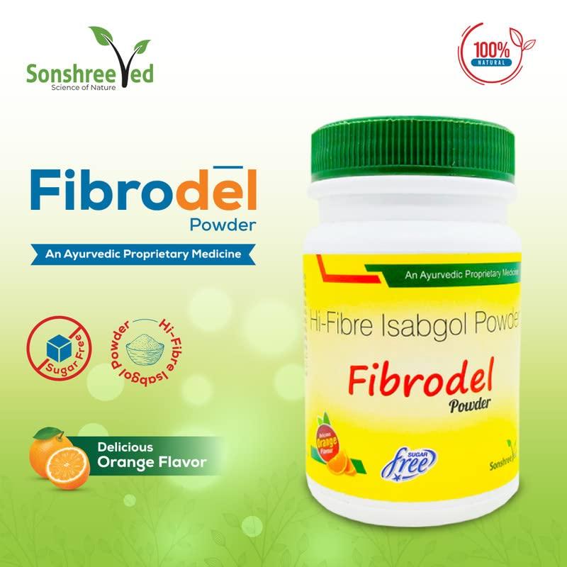 Delwis Delwis Fibrodel Powder - Isabgol Powder | Constipation Powder - Orange Flavour - 100gm (Pack of 1)