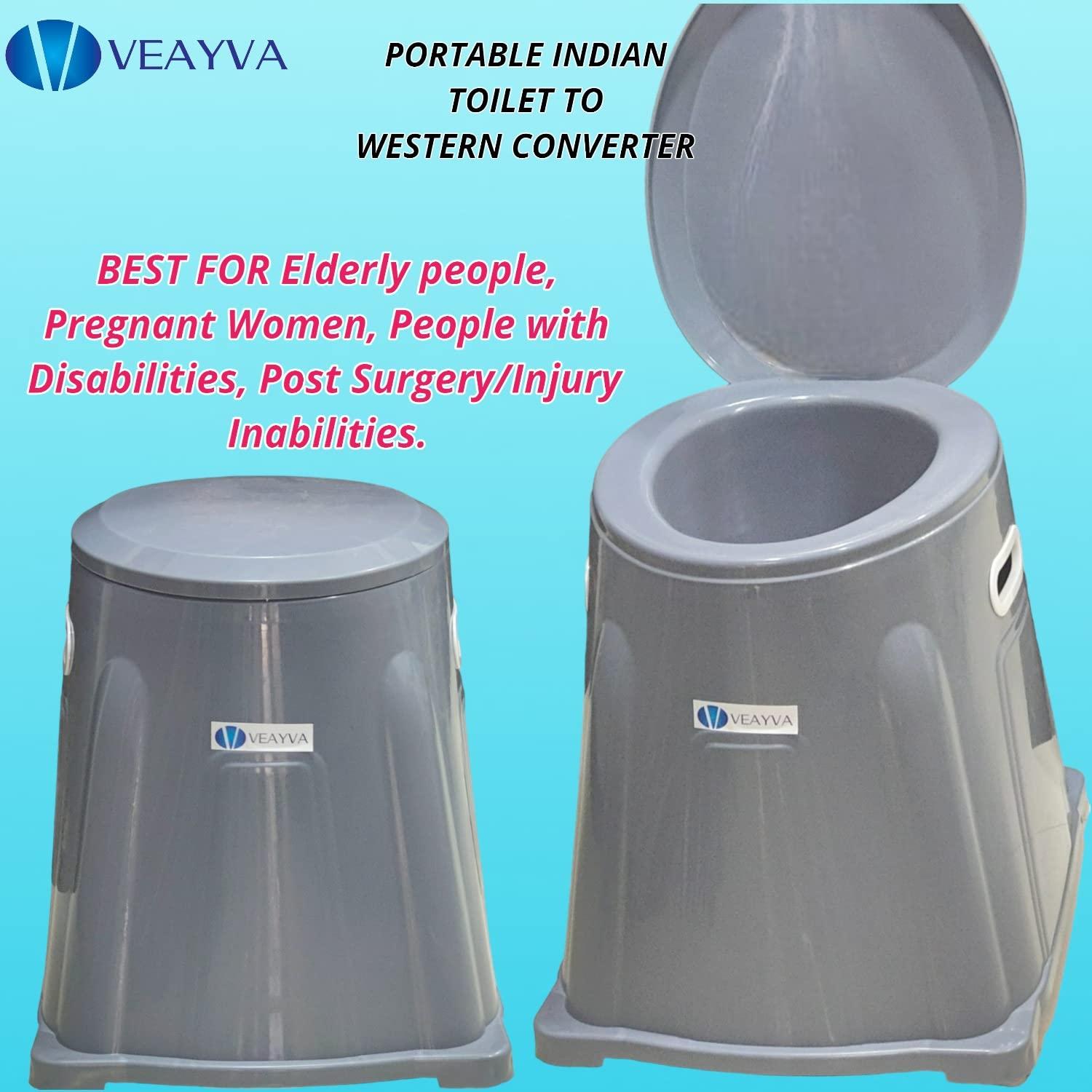 Veayva Veayva Portable Indian Toilet to Western Conversion Kit - Grey Western-style toilet, Plastic