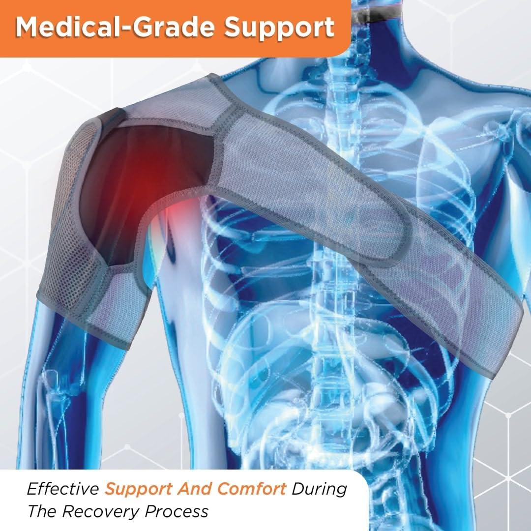 Vissco Vissco Shoulder Support, Shoulder Immobilizer With Adjustable Stretchable Strap, Better Immobilization, Pain Reliever For Rotator cuff injury, Post paralysis - Small (Grey)