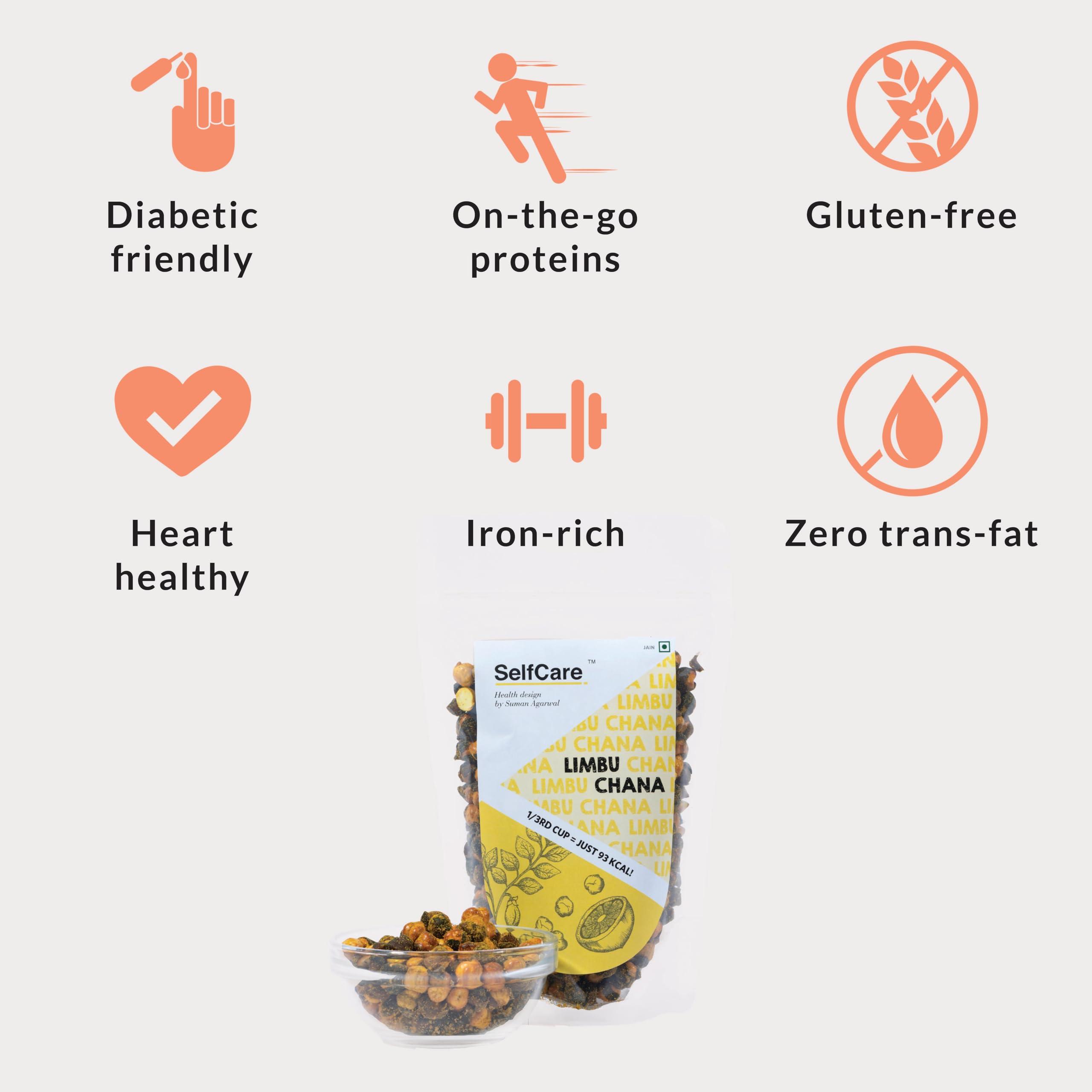 SelfCare SelfCare By Suman Agarwal Limbu Chana Pack of 1 200g | Roasted - No Added Sugar - Gluten Free | Snacks - Namkeen - Grocery | Spicy Crunchy & Chatpata - Tae time Snakcing | Jain & Travel Friendly