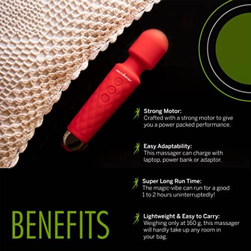 HealthSense HealthSense Cordless Full Body Massager Machine for Pain Relief, Handheld Back Massage Machine with Medical Grade Silicone, Fast Charging, 8 Speeds, 20 Modes & 1 Year Warranty - Magic-Vibe HM 260