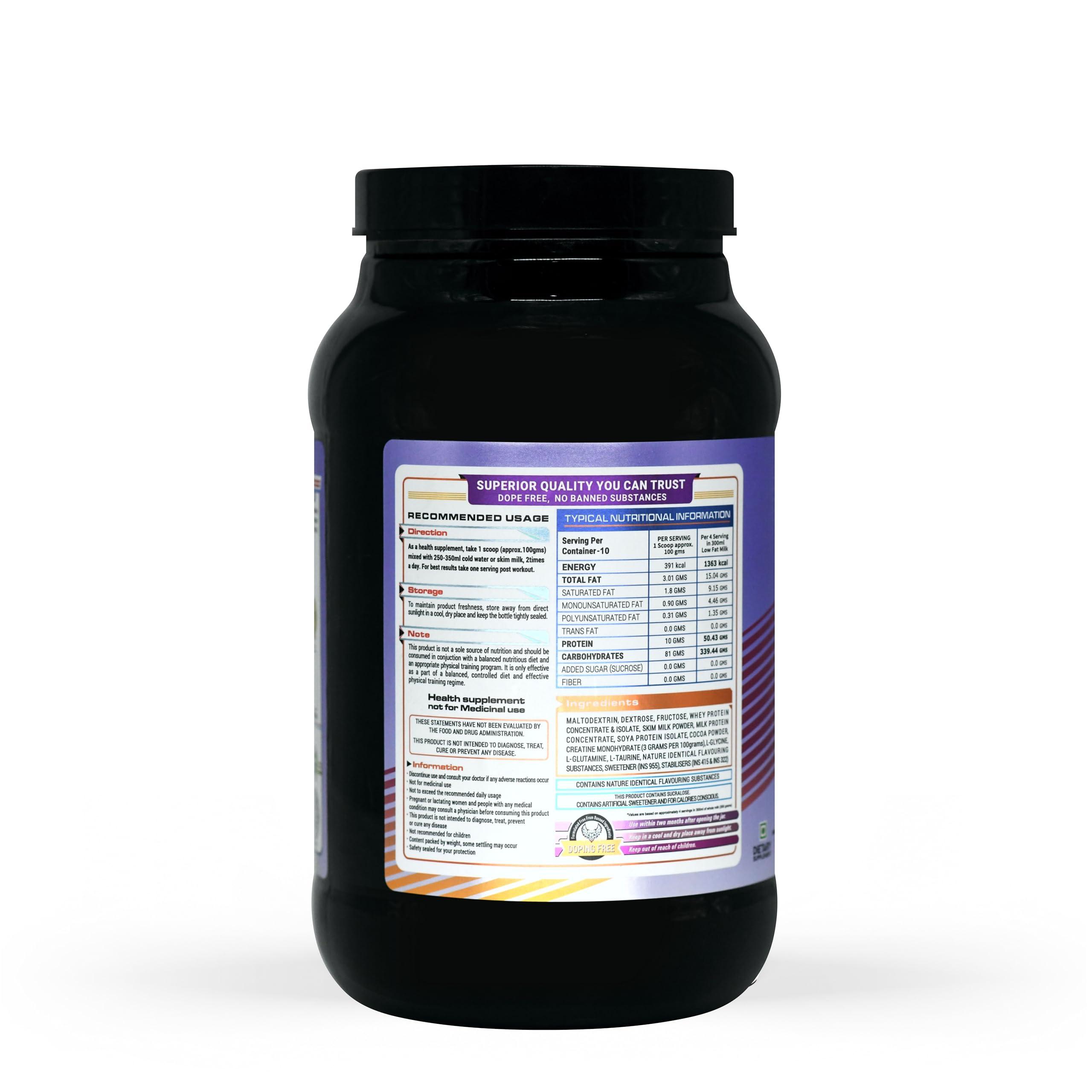 MUSCLE FOR REAL MFR Rapid Mass Gainer 3XL 1KG/ 2.2 LBS Dutch Chocolate (10 servings) Flavor High-Calorie Protein Powder for Muscle Growth & Recovery Weight Gain Formula