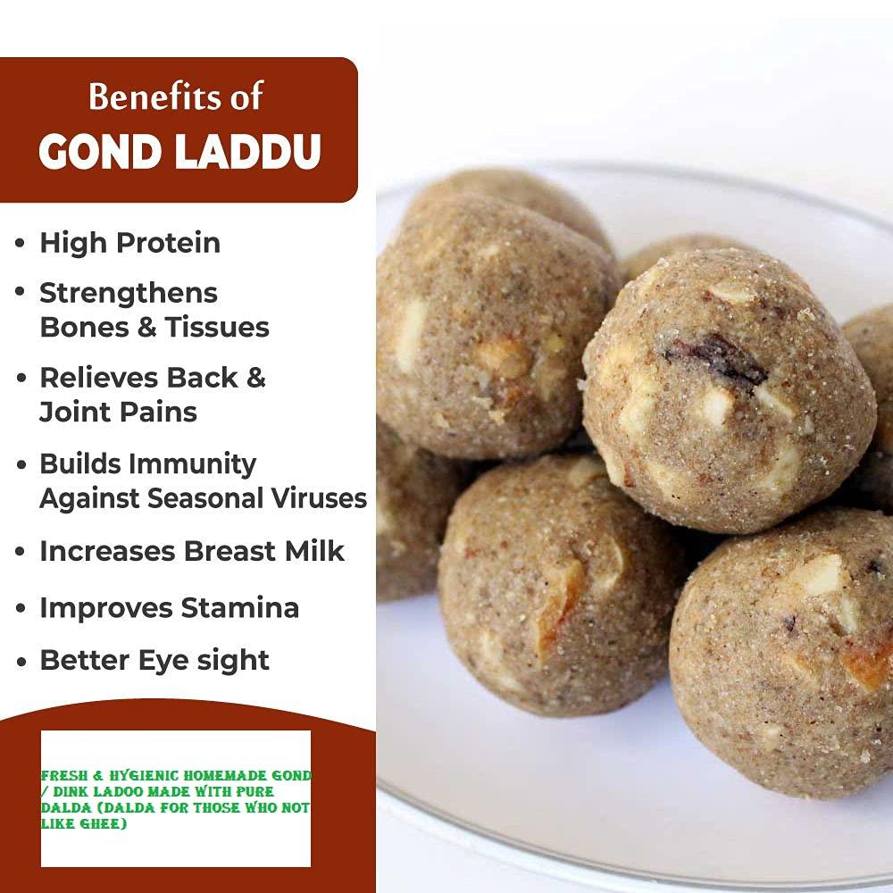 In Super Mart Generic Fresh Homemade Gond/Dinnk Methi Alsi Halim Ladoo Post Delivery Ladoo Made with Dalda- 1kg