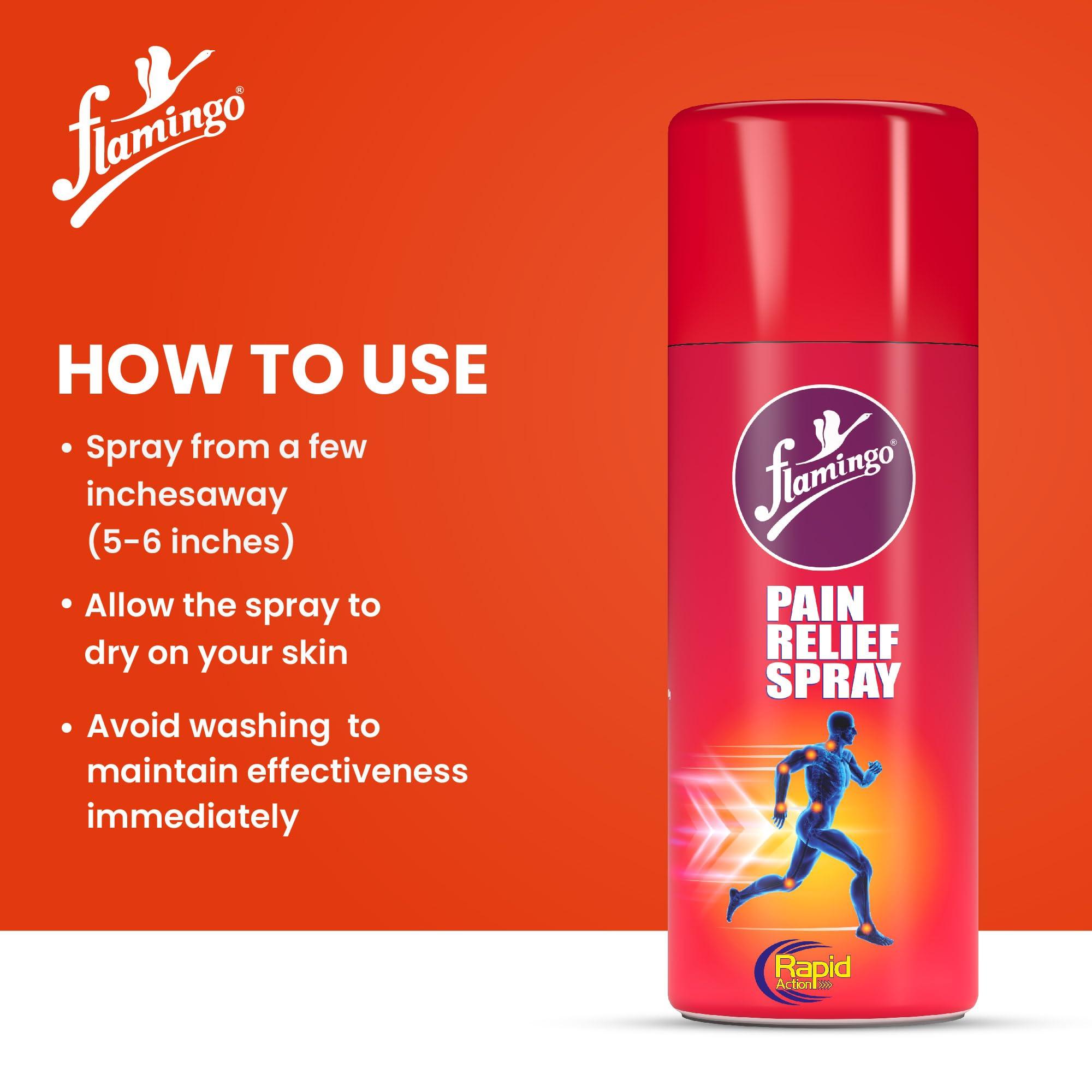 Flamingo Flamingo Pain Relief Spray | 100g | Pack of 1 | Effective in Muscle Pain, Back Pain, Joint Pain, Knee Pain & Ankle Pain | Suitable for Sports activities Fitness or Gym Workout injuries