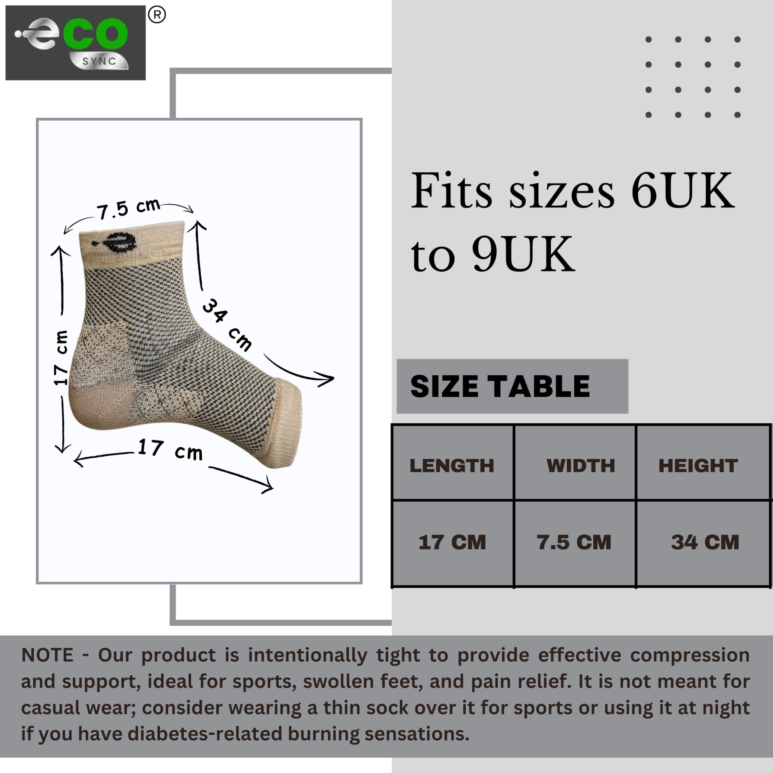 eco SYNC Compression Socks Open Toe | Bamboo Cotton Socks Women | Ecosync | Nano Socks for Men Neuropathy | Beige | Plantar Fasciitis | Arch Support | Foot & Ankle Swelling | Heel Pain | Injury Recovery