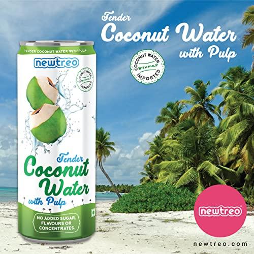 Newtreo Newtreo Tender Coconut Water with Pulp | 100% Coconut Water | No Added Sugar or Flavours | Not from Concentrate | Imported from Vietnam | 12 x 250ml cans