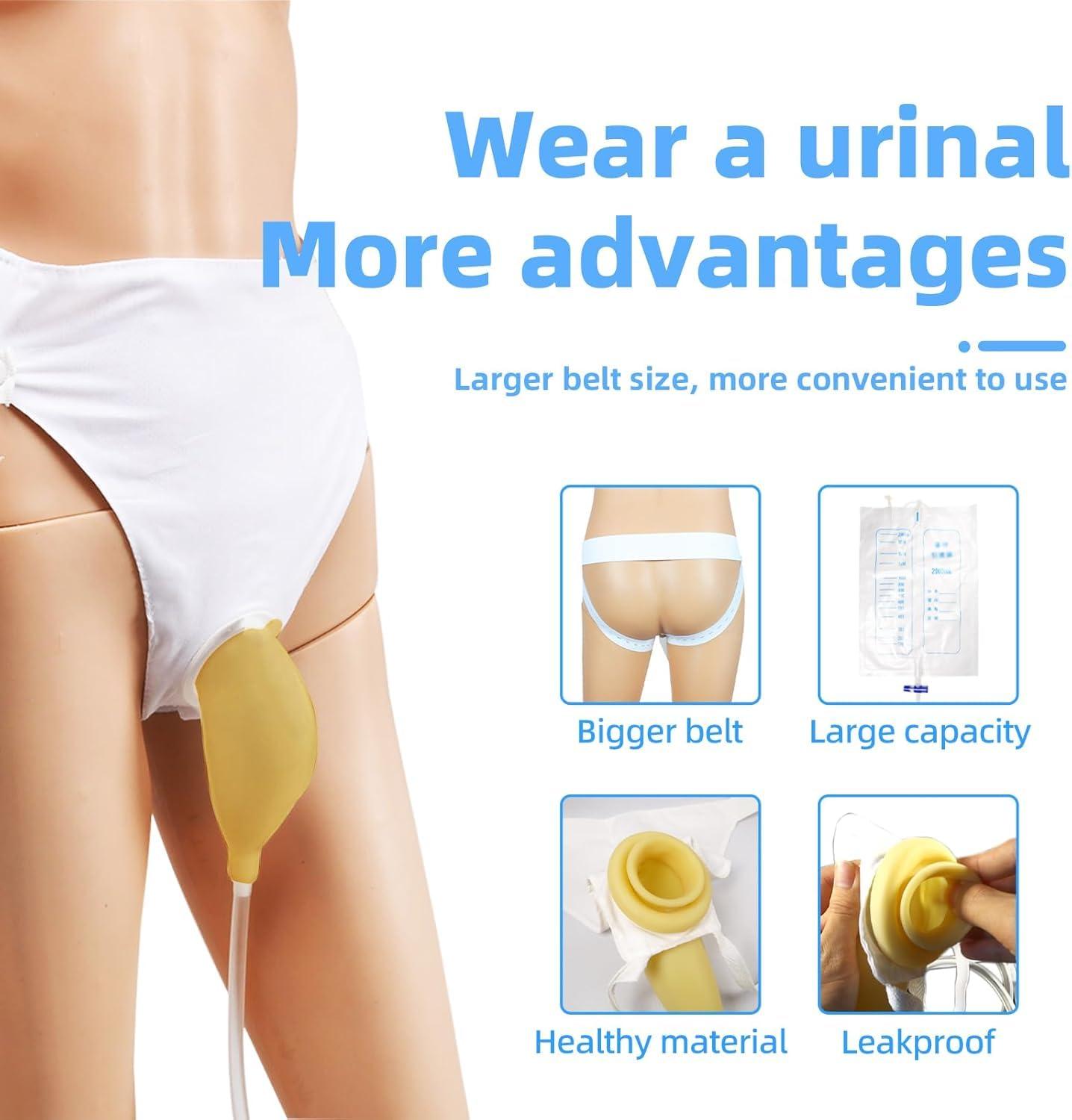 KINETIKITCH Wearable Urinal for Men Portable Latex Urinary Drainage Bag System with 1000ml Collection Bag, Skin-Friendly & Odorless (Universal Fit) (Universal Style)