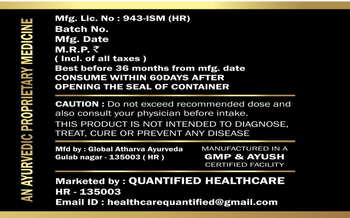 Global atharva ayurveda Bhasmasur Premium Gold 40 Men Vitality ,Ashwagandha,Musli,Swaran Bhasma,Heera Bhasma,Moti Bhasma,Kesar,Shilajit,Siddh Makardhwaj,Konch Beej,Salam Panja,Salam Mishri,Akarkara,Rumi Mastangi, 40 Gm