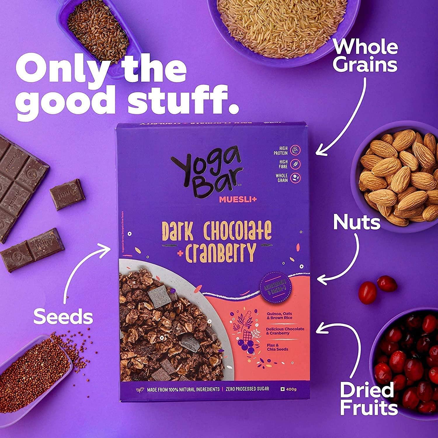 Yogabar Yogabar Dark Chocolate Peanut Butter and Muesli Combo | Dark Chocolate Peanut Butter - (400gm ) | Dark Chocolate Muesli - ( 700gm )