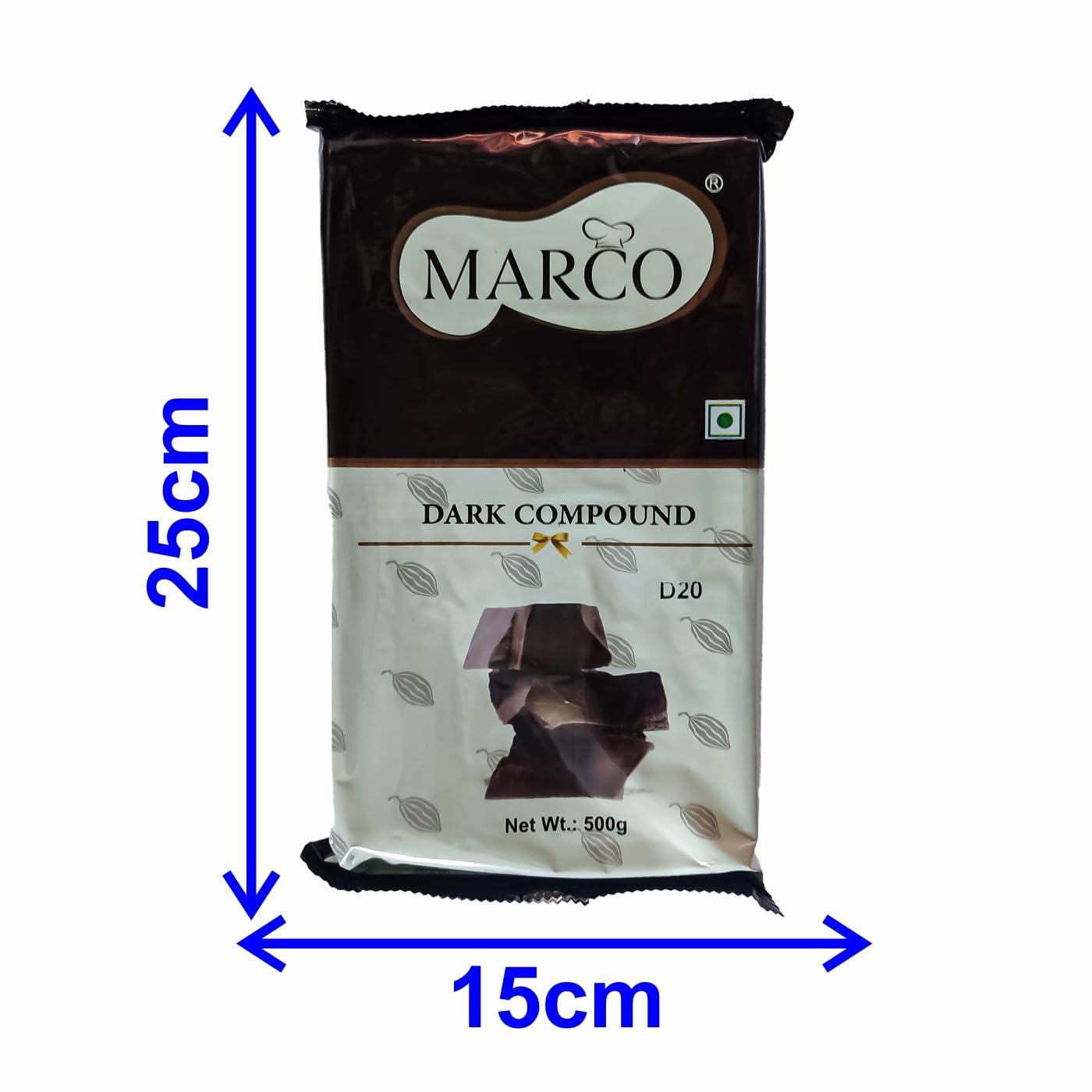 Konfiz MARCO Dark Chocolate Compound Slab Perfect for making Cookies, Cakes, Icecream, Chocolates & many more (Pack of 1, 500 gm)