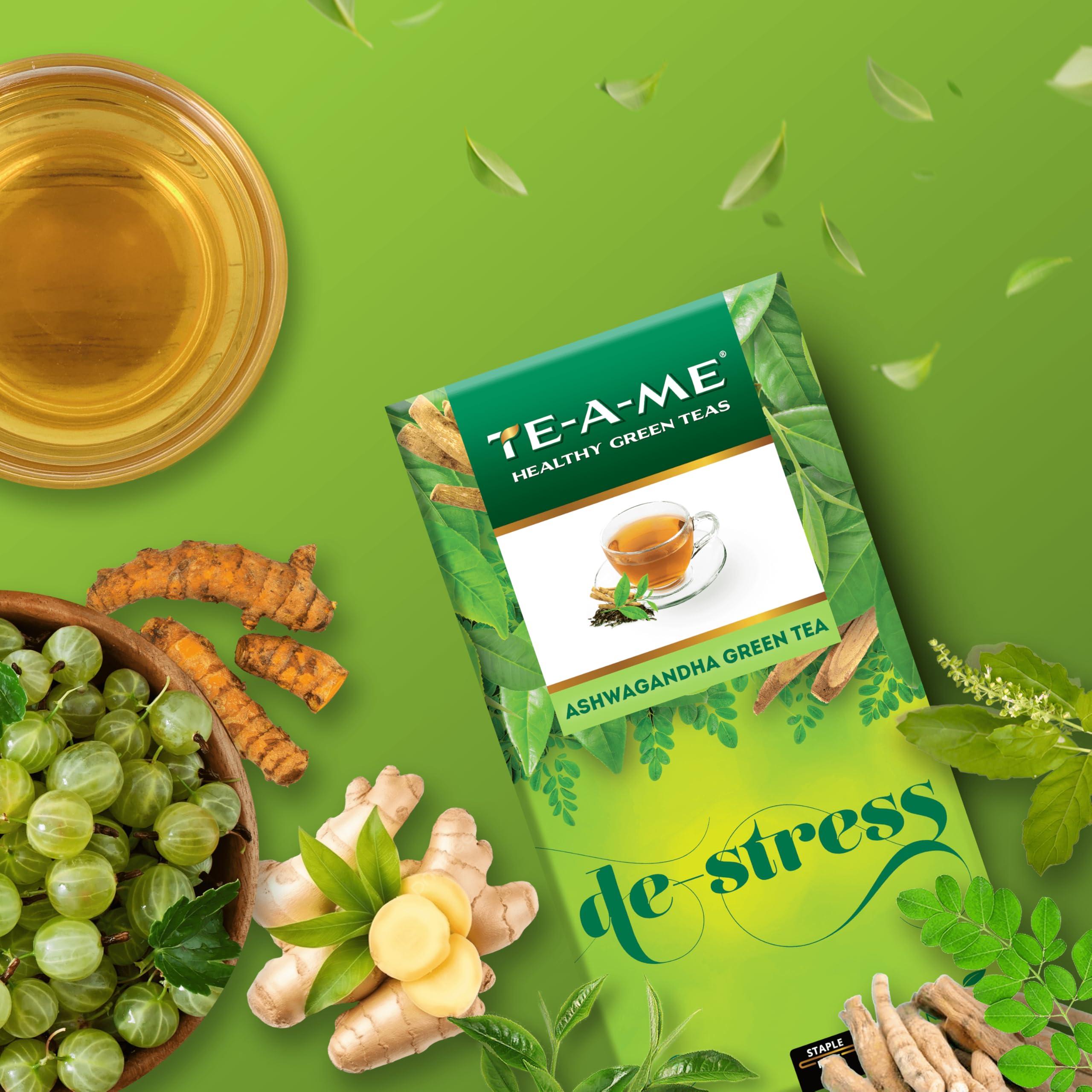 TE-A-ME TE-A-ME Ashwagandha Herbal Green Tea - 25 Tea Bags | Herbal Green Tea | Goodness of 10 Natural Ingredients