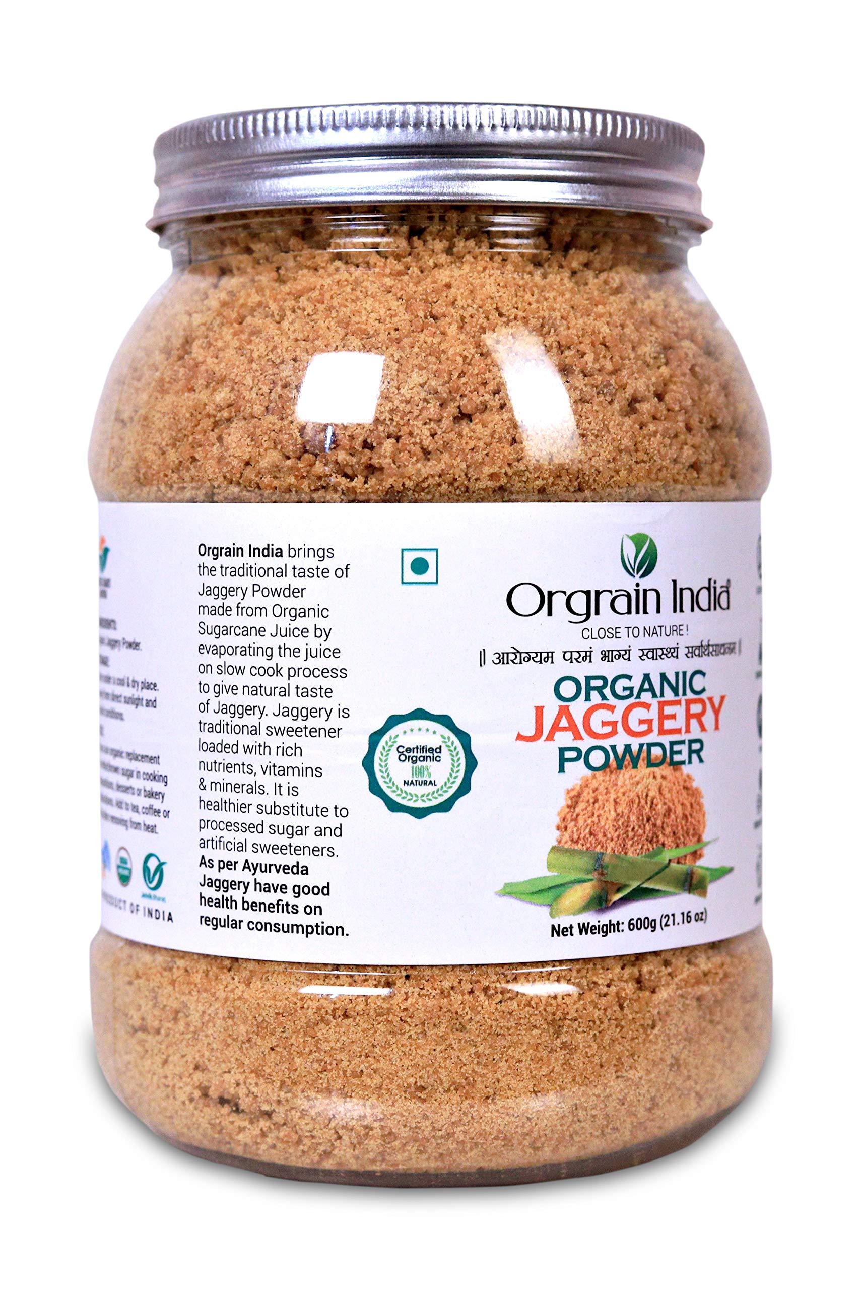 Orgrain India Orgrain India Organic Jaggery Powder, 1.2 Kg (Pack of 2*600g) | Hand Crushed Gur Powder | Organically Grown | No Preservatives Added | No Artificial Flavors