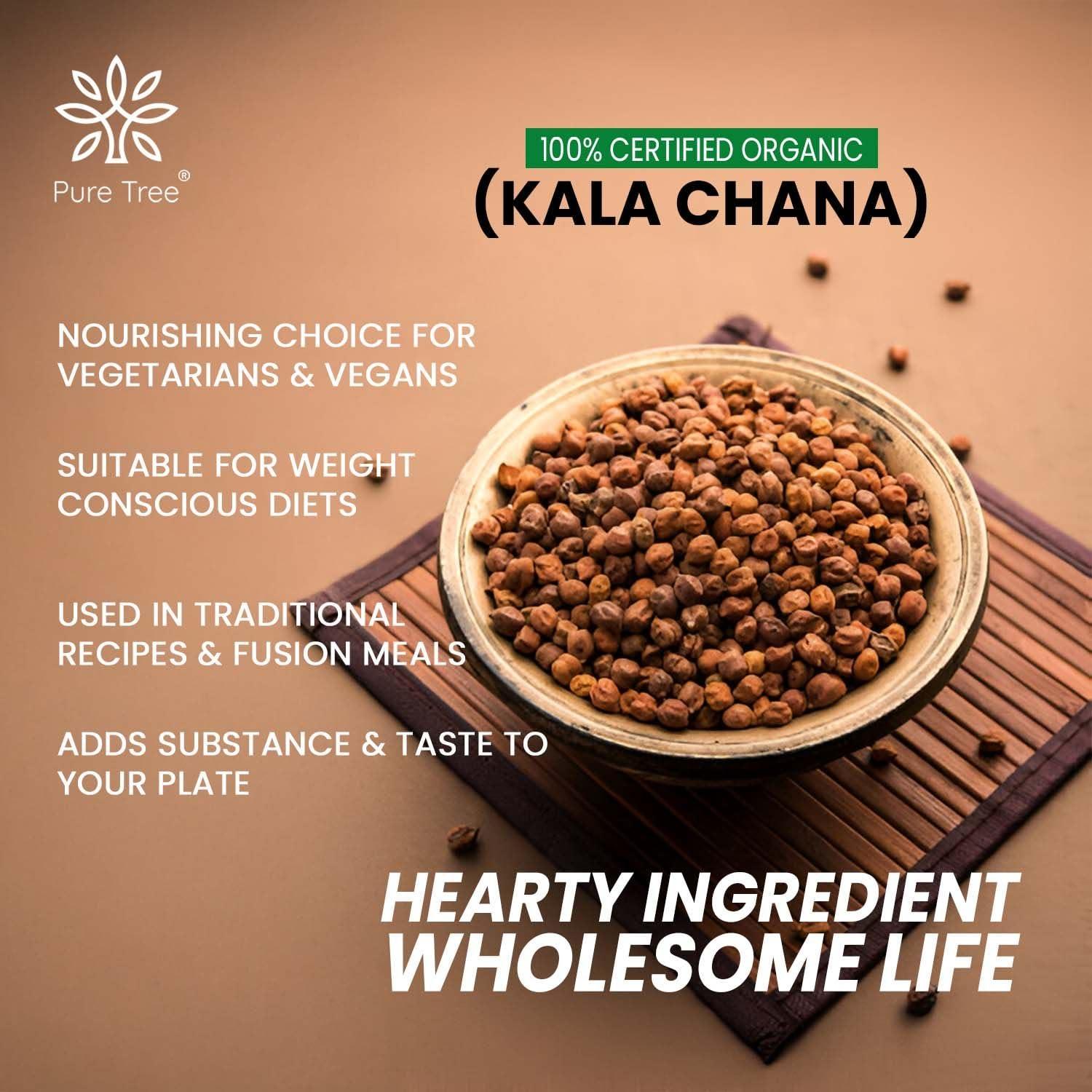 Pure Tree Pure Tree Certified Organic Kala Chana | 900 g | Brown Chickpeas | Desi Chana | Chana Whole Kadle Kalu Plant Based High Protein Kondakadalai | Black Gram Whole Black Chickpeas