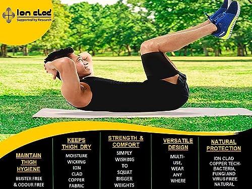 Ion Clad Ion Clad Copper Compression Adjustable Thigh Sleeve - Hamstring Quad Wrap.Support for Pulled Groin Muscle, Sprains, Tendinitis, IT band. Workouts, Pain Relief & Recovery Brace - Unisex(Pair) (L)