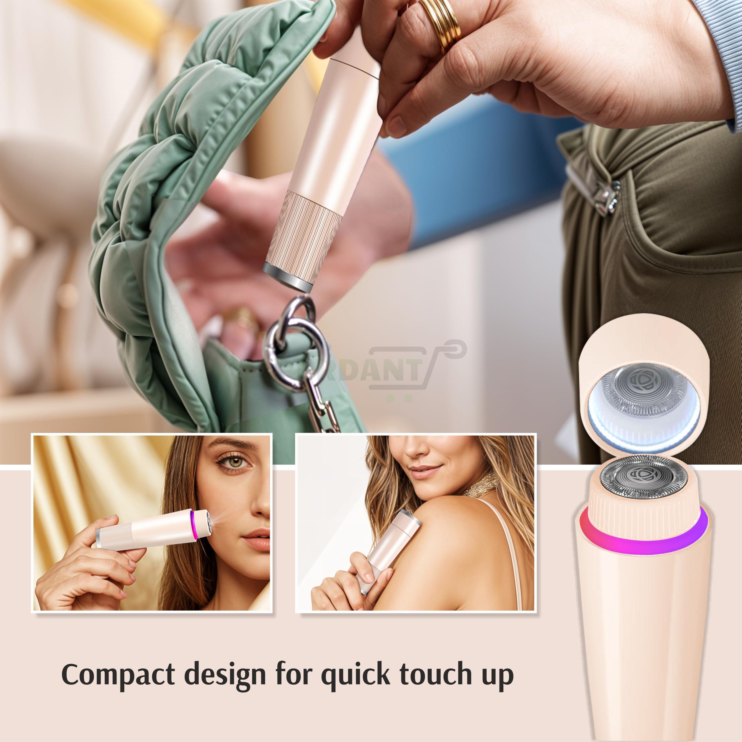 Perdant PERDANT Portable Facial UV Hair Remover with Wide Hypoallergenic Head for Gentle Experience at Home and Portable Light-Up Lipstick Shaped (Skin)