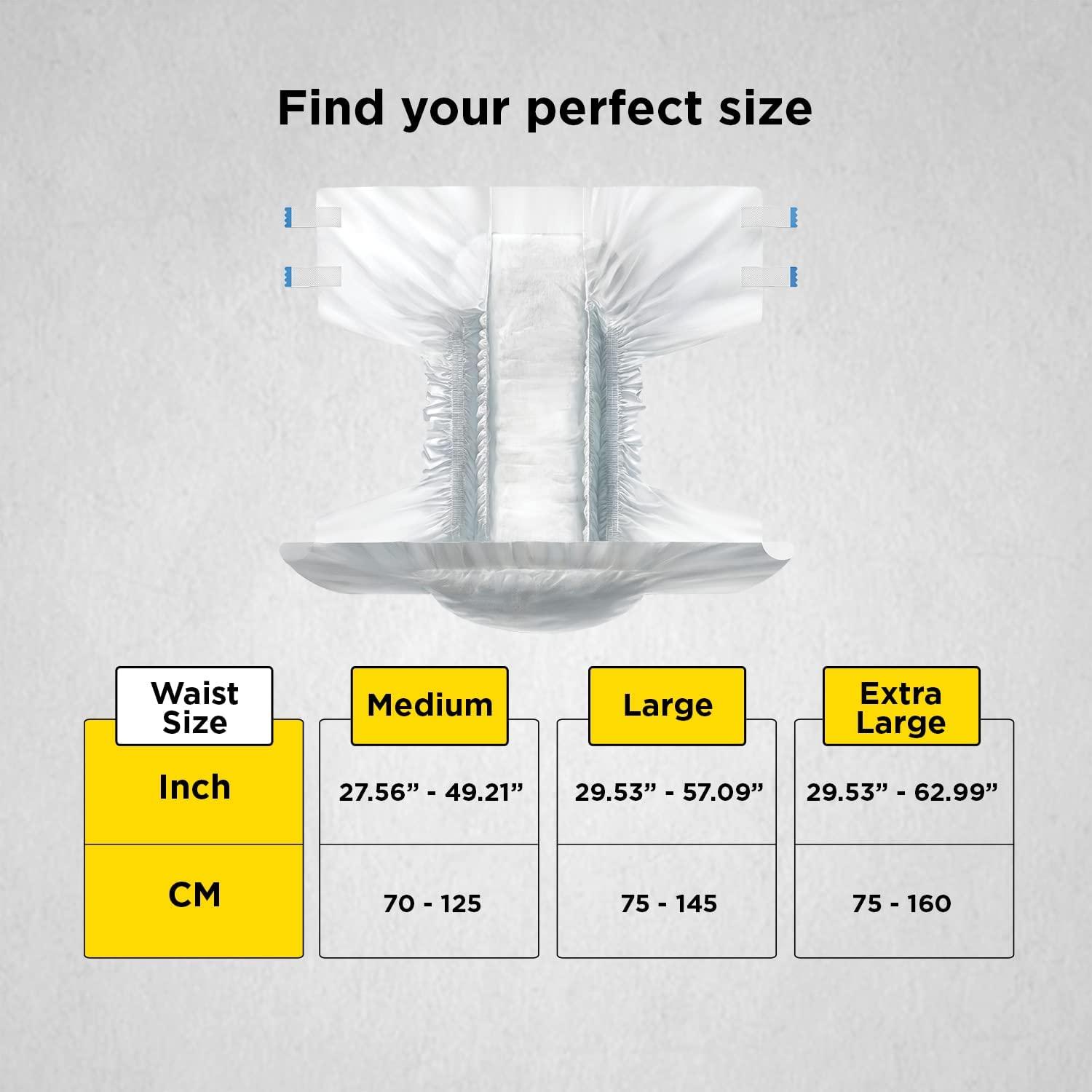 Generic Friends Economy Adult Diapers Tape Style - 30 Count (Medium) with odour lock and Anti-Bacterial Absorbent Core- Waist Size 27.56-49.21 Inch; 70-125Cm (pack of 3) Sold by MS TRADERS