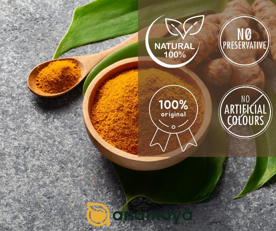 anamaya Lakadong Turmeric & Black Pepper Powder by Anamaya | 100% Pure & Natural | Healthy and well being combo | Nature\'s healing heroes | Turmeric & Kali Mirch powder | Pack of 2 | 100 Gms Each