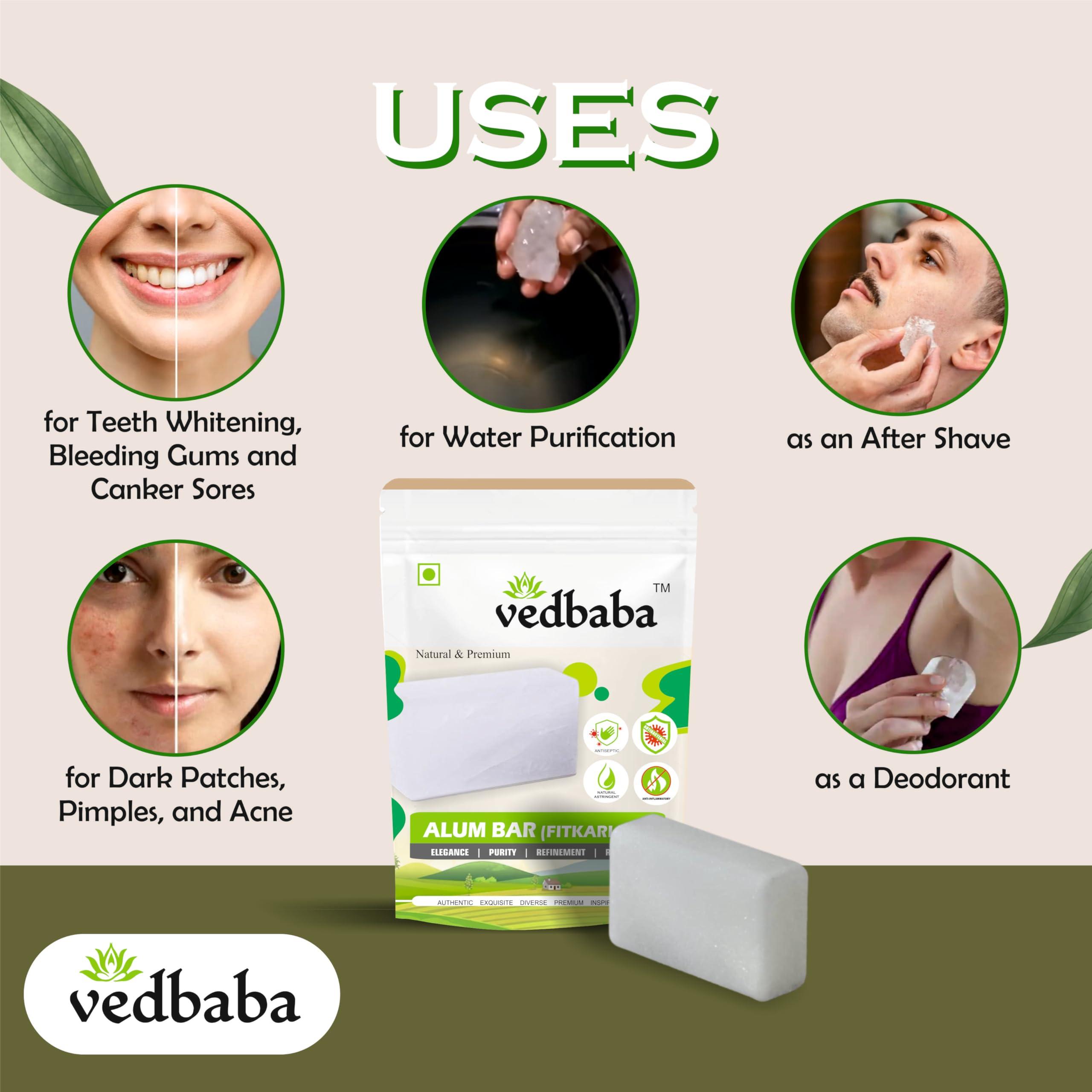 Ved Baba Ved Baba Shaving Alum Bar - 100g (PACK OF 2) | Alum Block | Fitkari Stone Bar | Phitkari Alum Stone For Face, Underarms, Skin Tightening, After Shaving, Water Purification