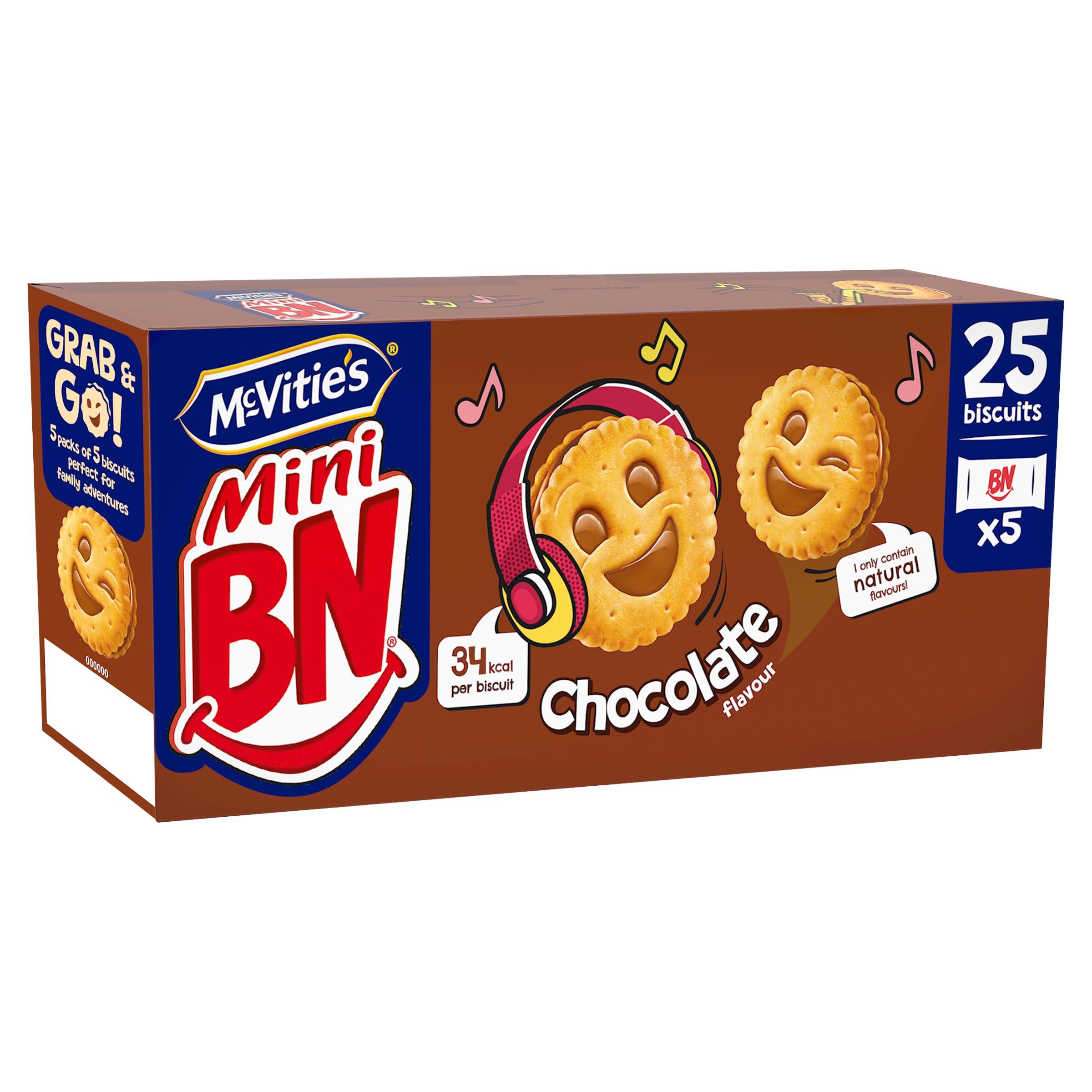 McVities McVitie's Mini BN Chocolate Flavoured Cream Biscuit Mini Snacks Bags, 5 x 35g, 175g