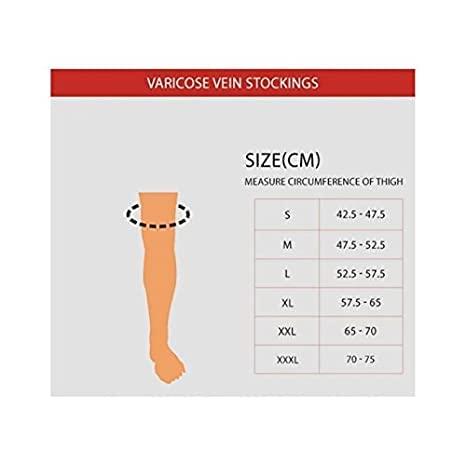 OOFY OOFY Varicose Vein Stocking Compression Thigh Length Knee Braces, Calf & Thigh Support (Beige)(XXXL)