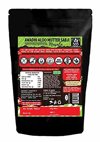 365 STORE TO DOOR 365 STORE TO DOOR Indian Spice - Awadhi Aloo Matar Sabji Masala, 250 gm | Homemade Powdered | Spices for Healthy Cooking | Ready to use | All Seasonings Spices | Spice Mix – Pack of 1