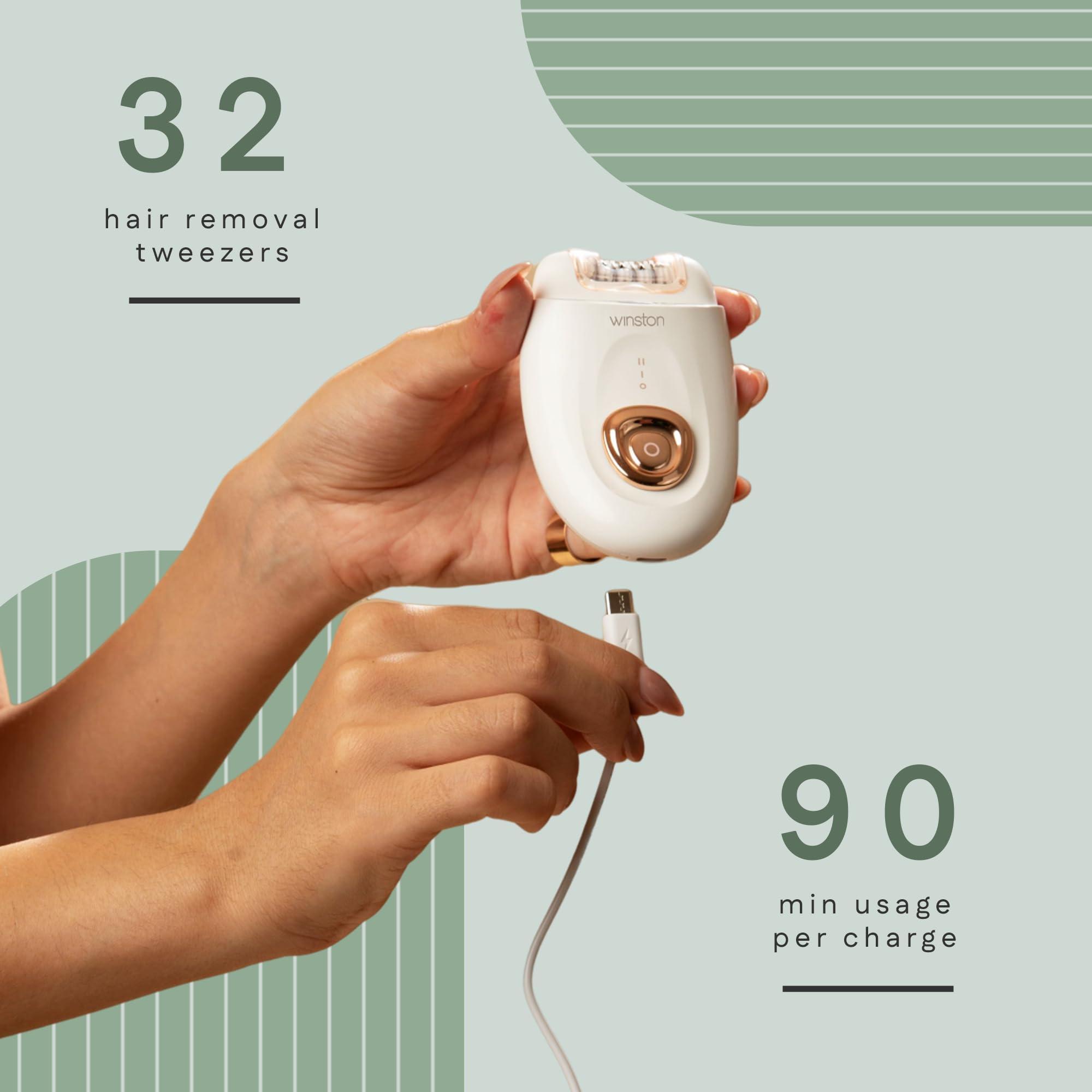 WINSTON Winston Rechargeable Body Epilator and Shaver for Women Facial Hair Remover Machine | Mini Portable Electric Body Shaver | Bikini Trimmer - 90 min Runtime